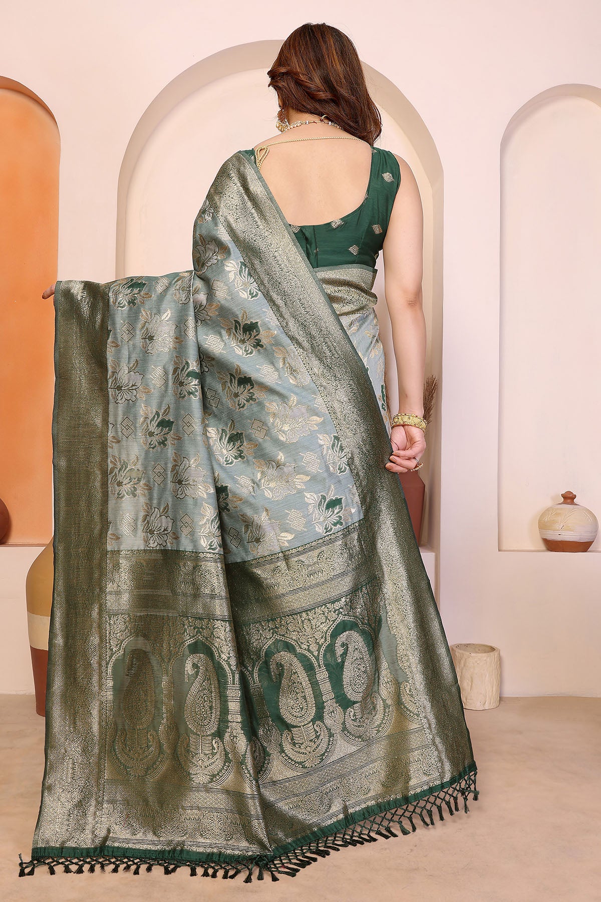 Green Pure Cotton Weave Saree
