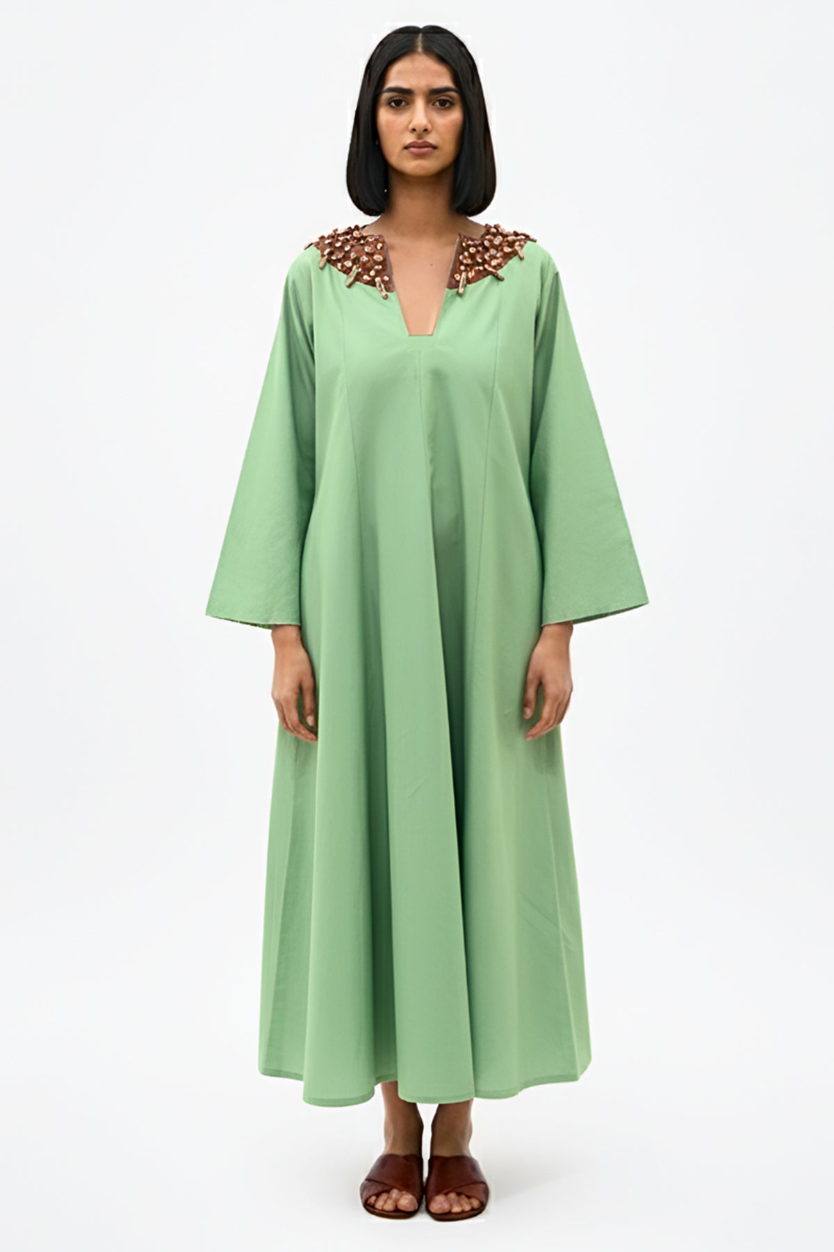 Buy Green & Red Beads Maxi Dress for women by Neora online available at scrollnshops