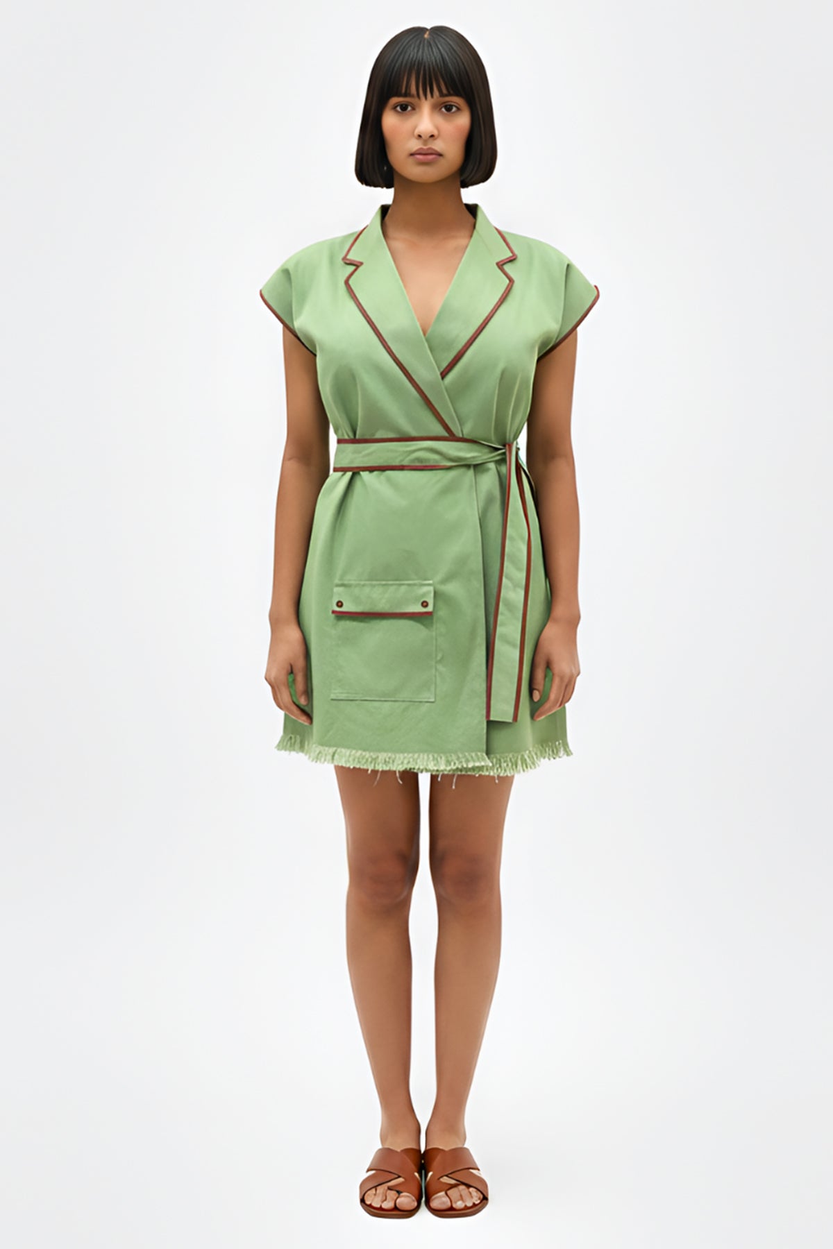 Buy Green & Red Mini Blazer Dress for women by Neora online available at scrollnshops