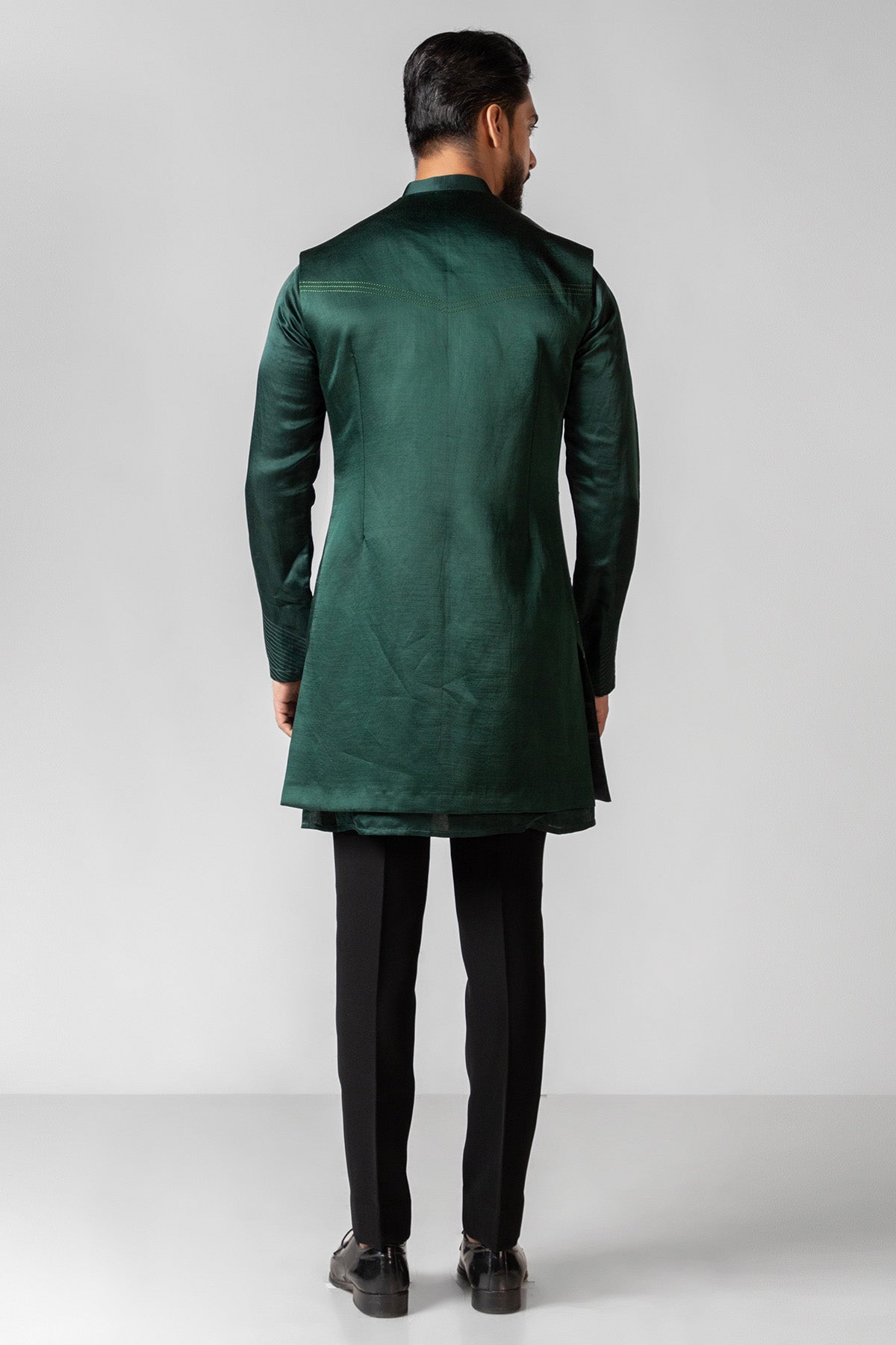 Green Resham Cutdana Kurta Set