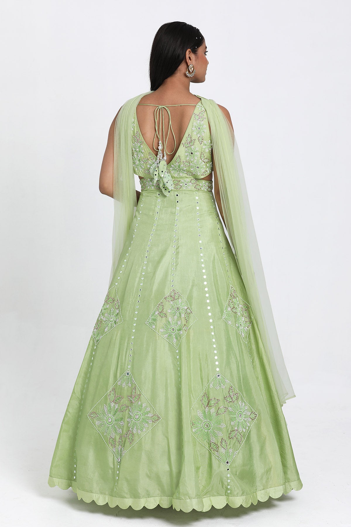 Green Resham Work Anarkali Set