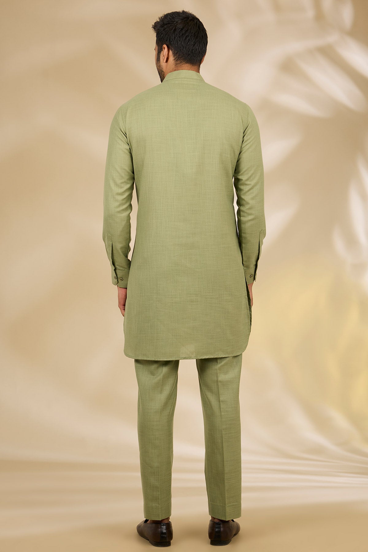 Green Ruby Silk Print Kurta Set