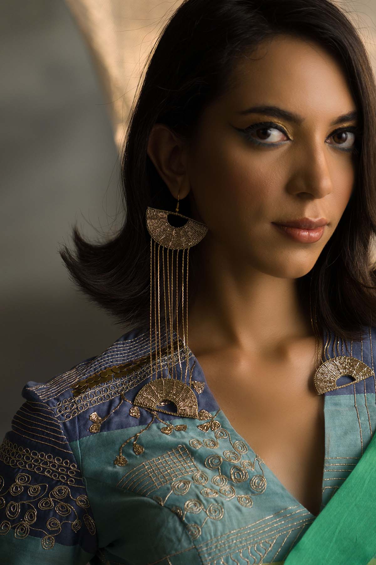 Green Saree & Multicolor Blouse