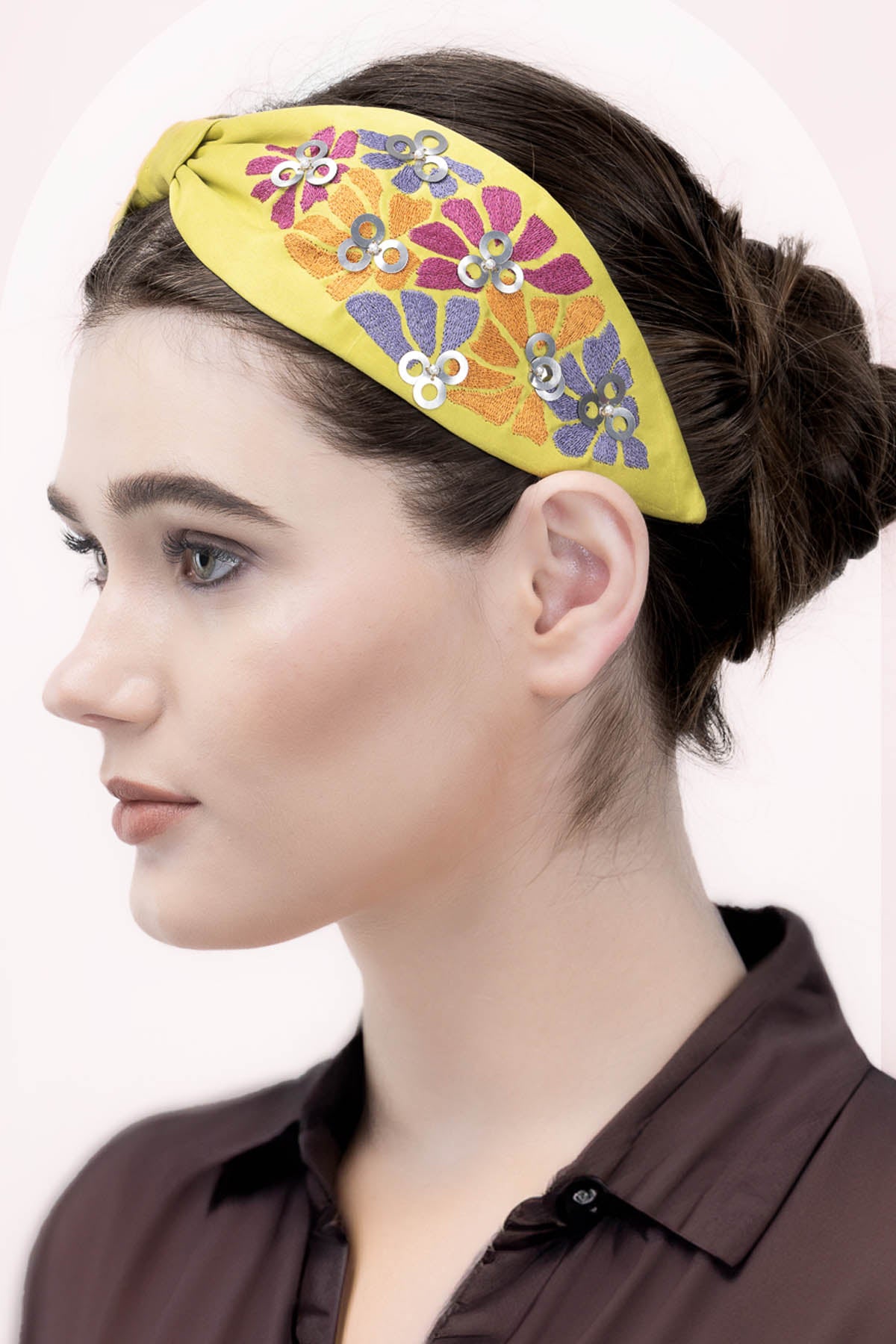 Green Satin Floral Headband