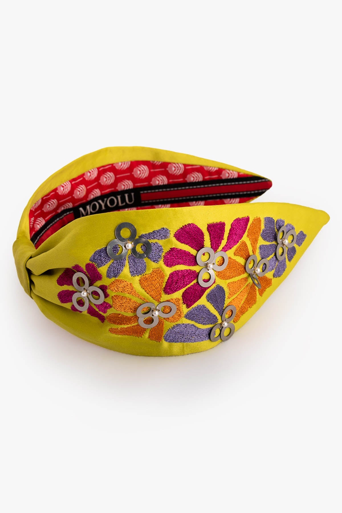 Moyolu Green Satin Floral Headband Accessories online at ScrollnShops