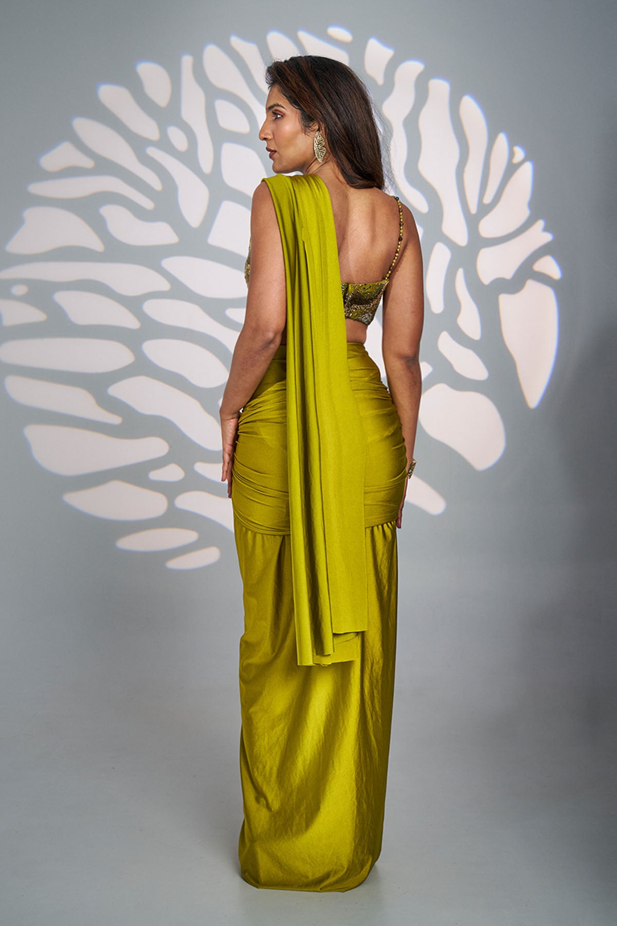 Green Sequins Cutdana Saree Set