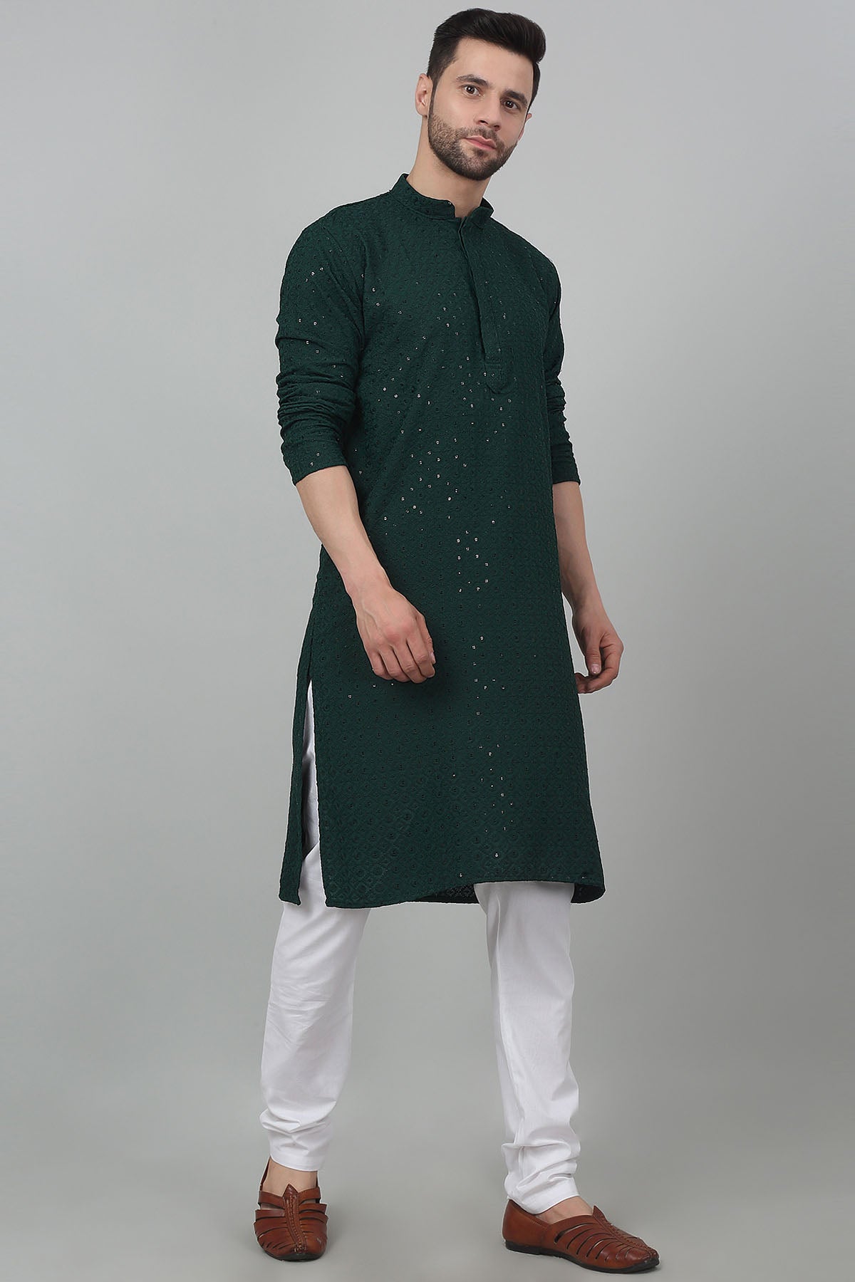 Sequins Green Kurta & Pants
