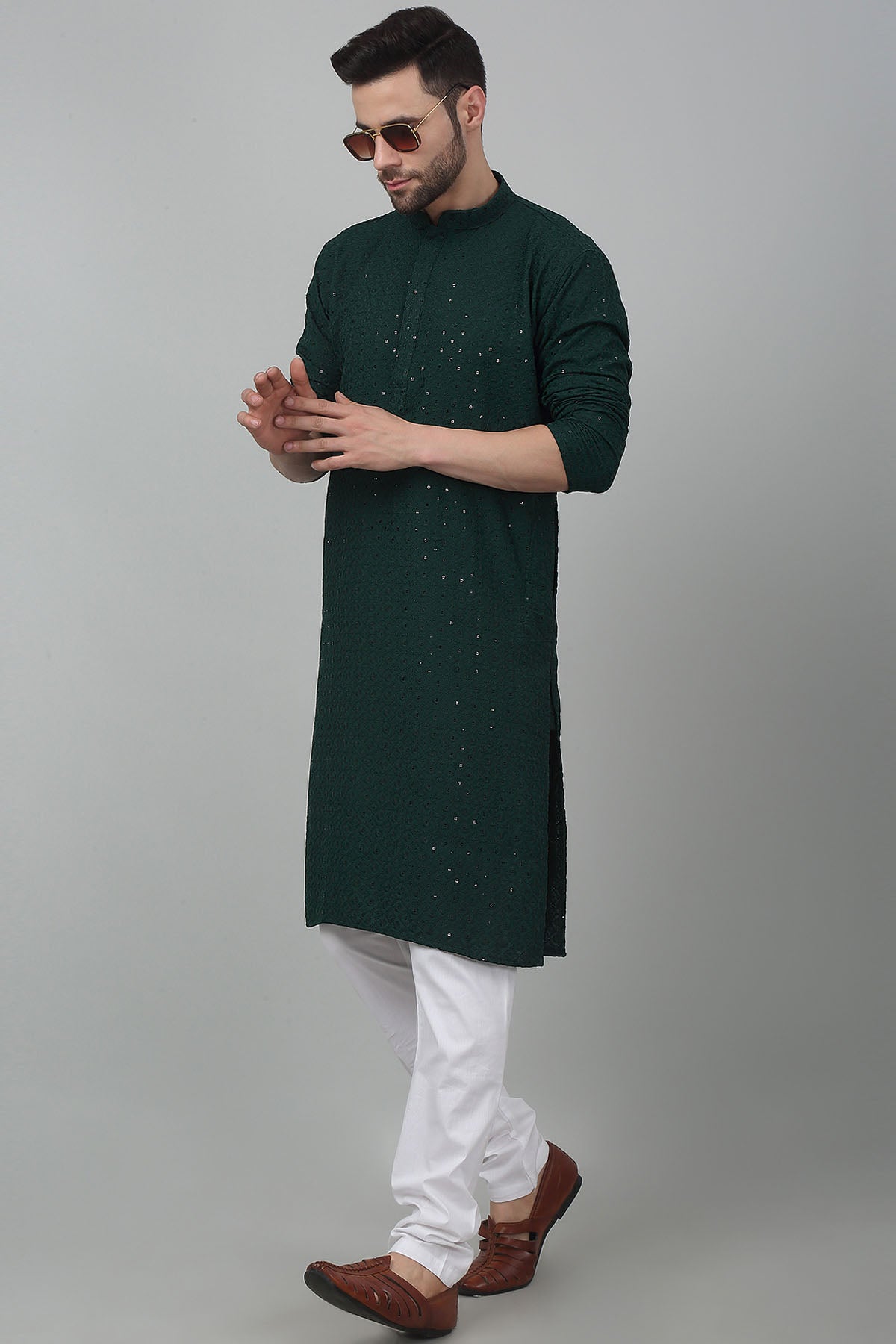 Sequins Green Kurta & Pants