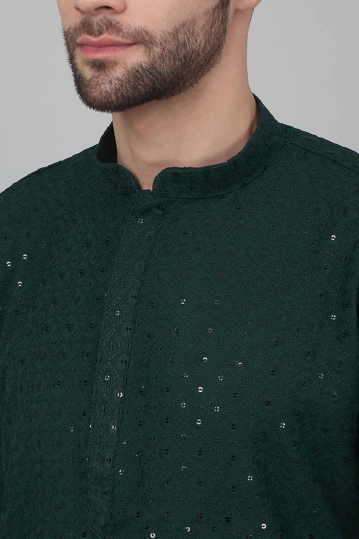 Sequins Green Kurta & Pants