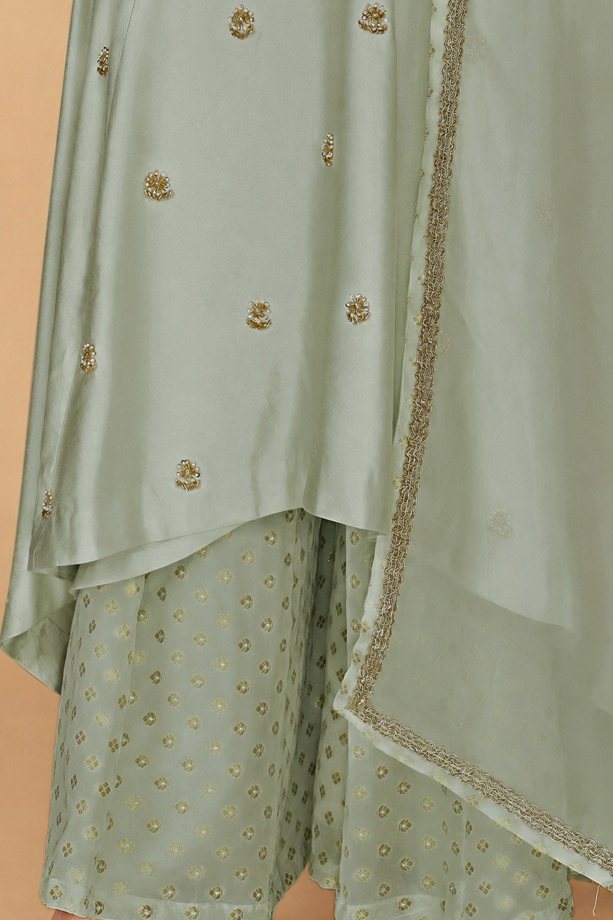 Green Sequins & Pearl Kurta Set