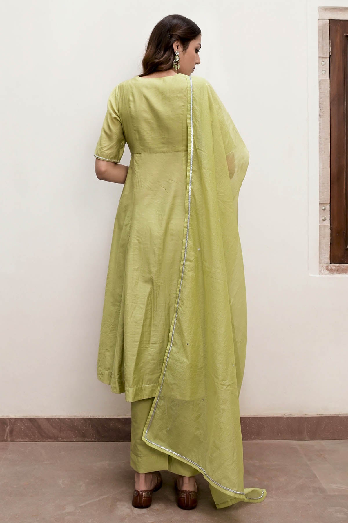 Green Sequins Work Kurta Set