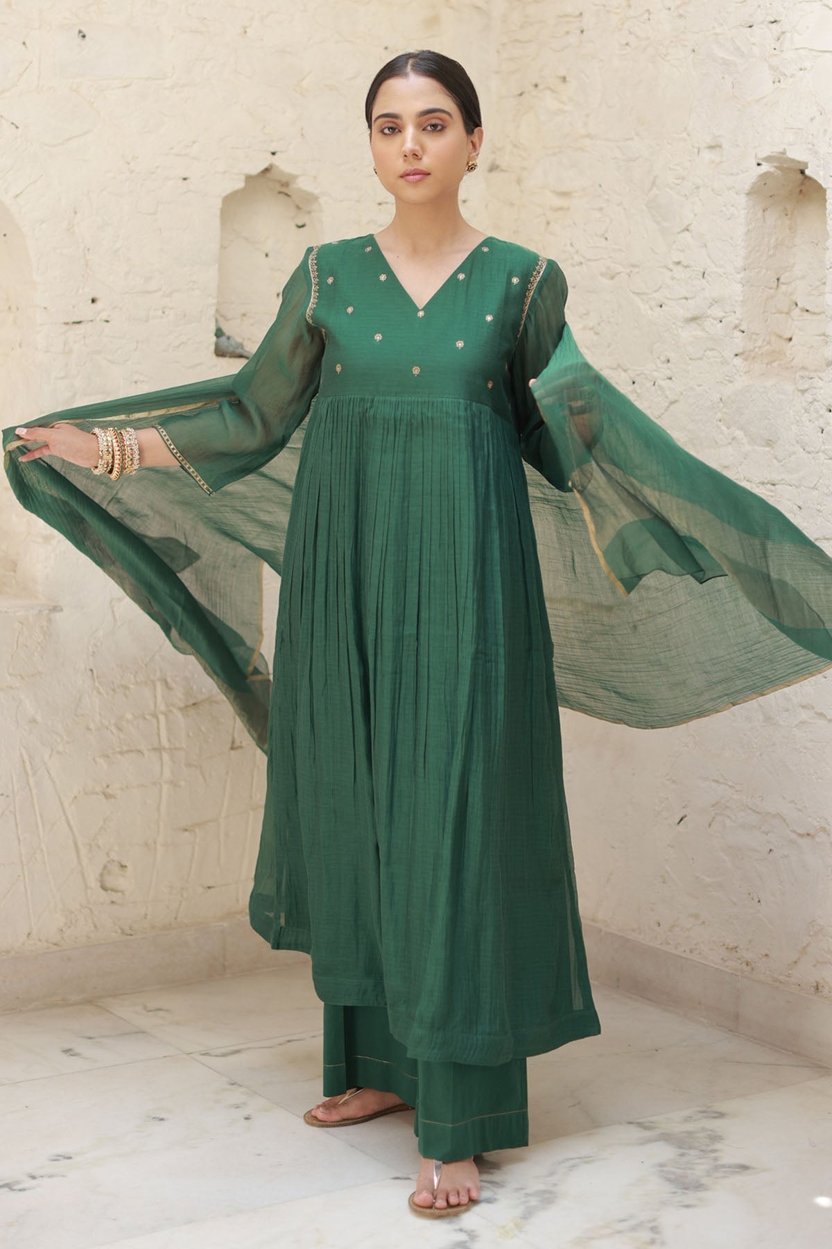 Buy Sequins Work Green Kurta Set by Silpaa for women online at ScrollnShops