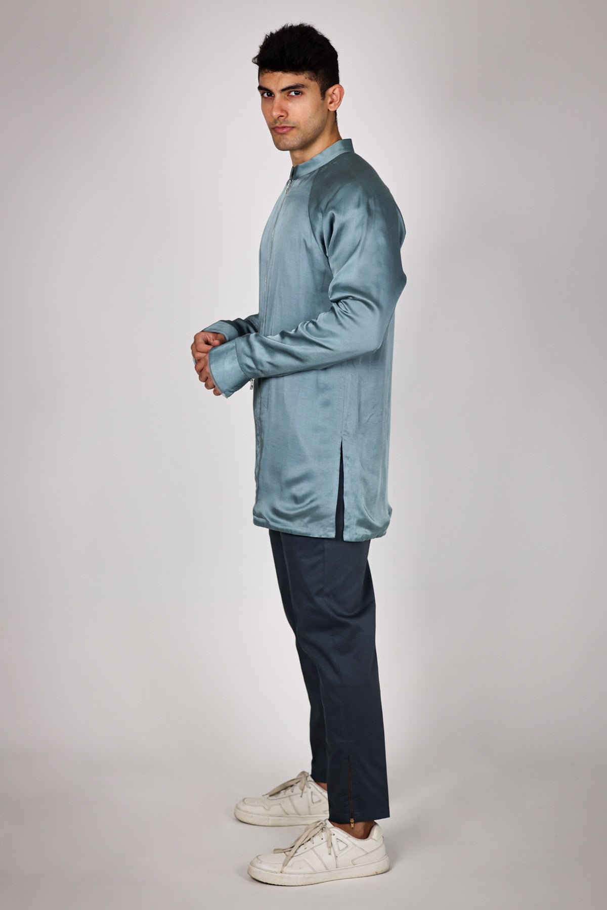 Green Shirt Kurta & Twill Pants