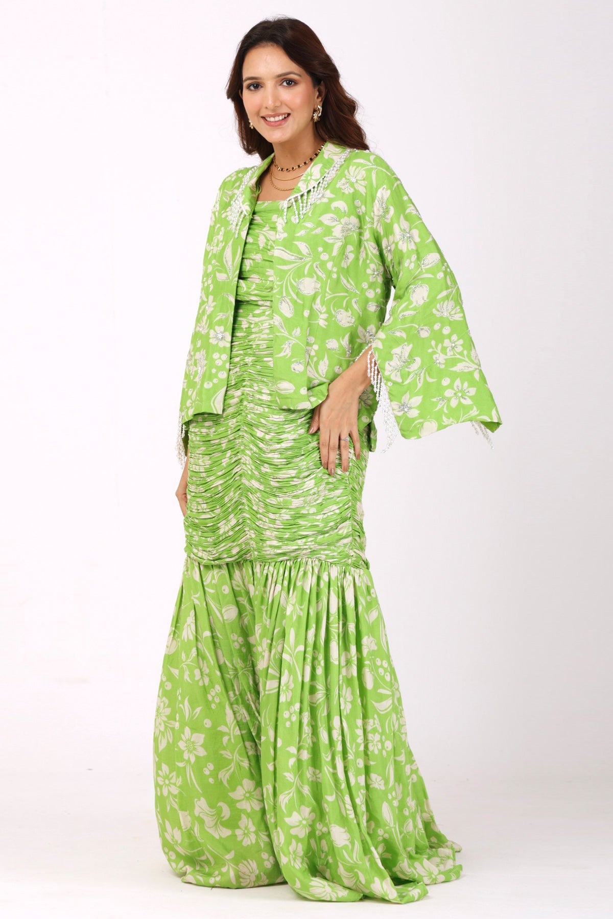 Buy Green Silk Fish Cut Lehenga Set for women by Namita Sharma Designer online available at scrollnshops