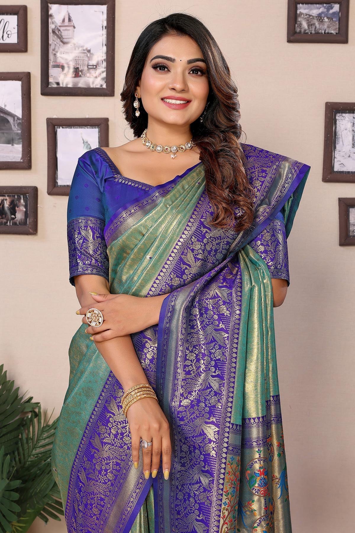 Green Silk Weaving Fancy Saree