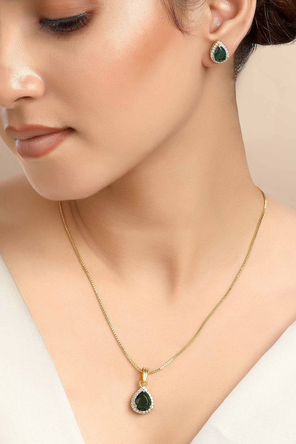 Buy Green & Silver Drop Pendant Set for women by Sica online available at scrollnshops