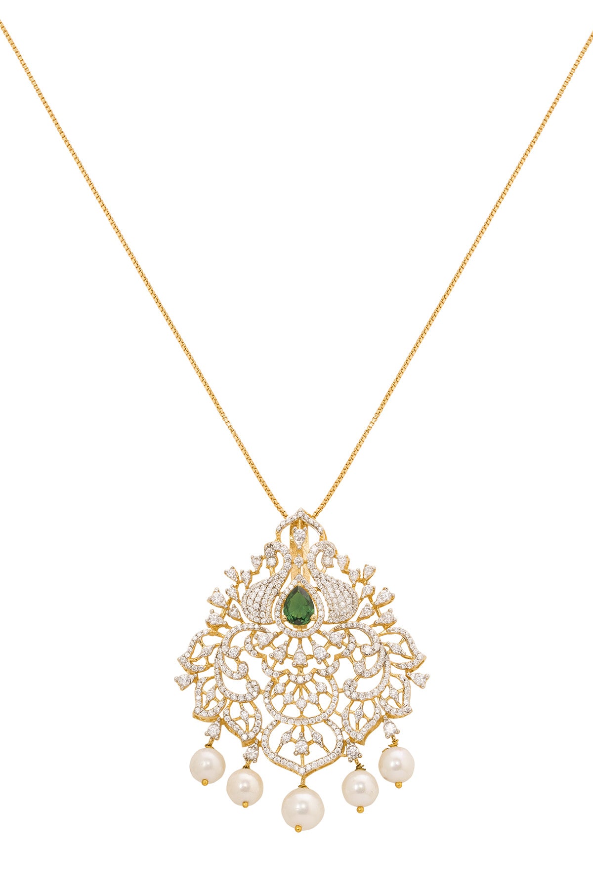 Green Silver Peacock Pendant