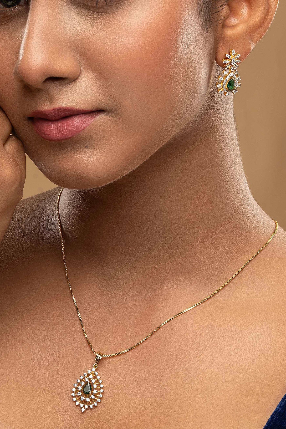 Buy Green & Silver Pendant Earring for women by Sica online available at scrollnshops