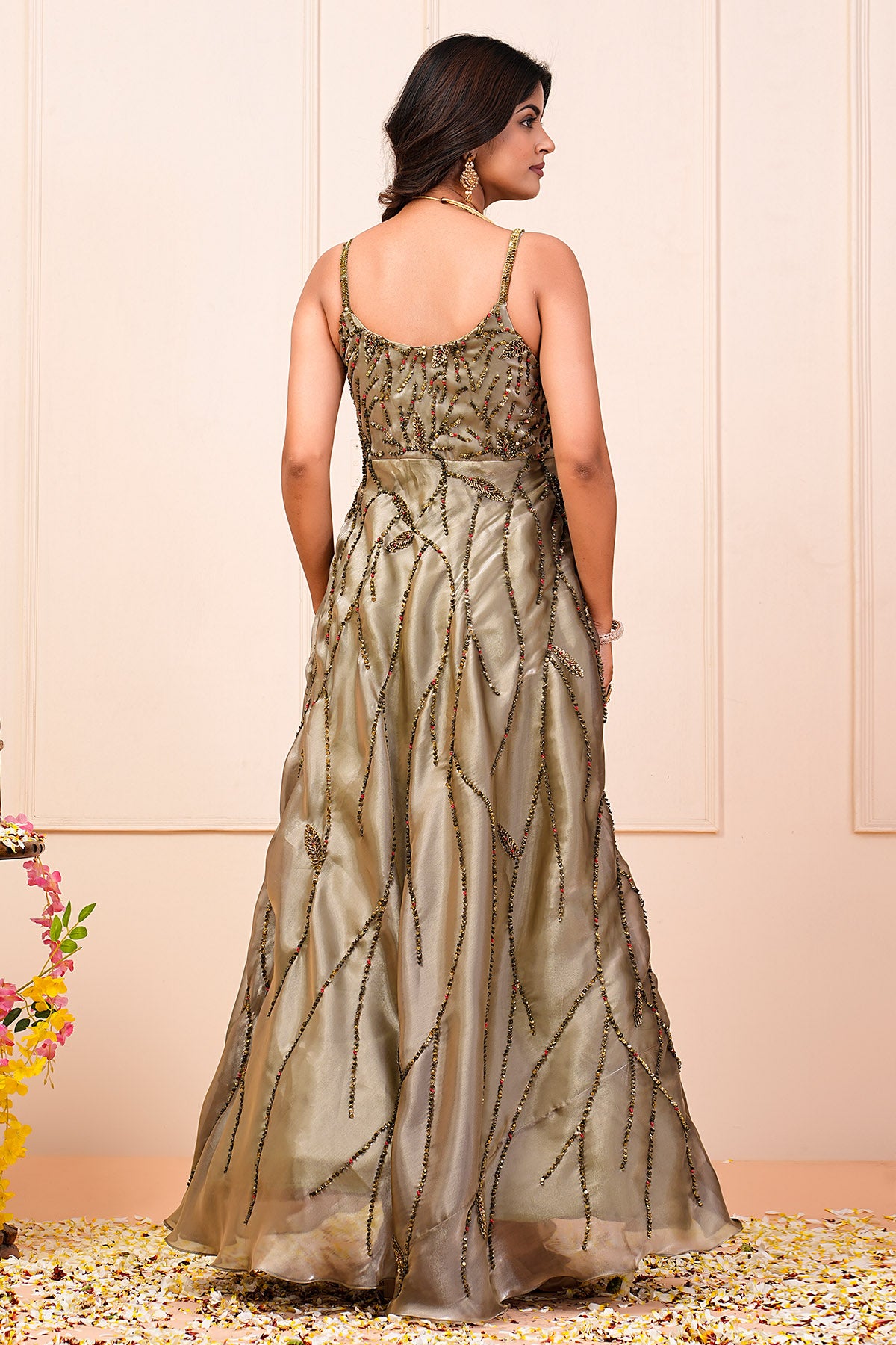 Green Sleeveless Anarkali Set