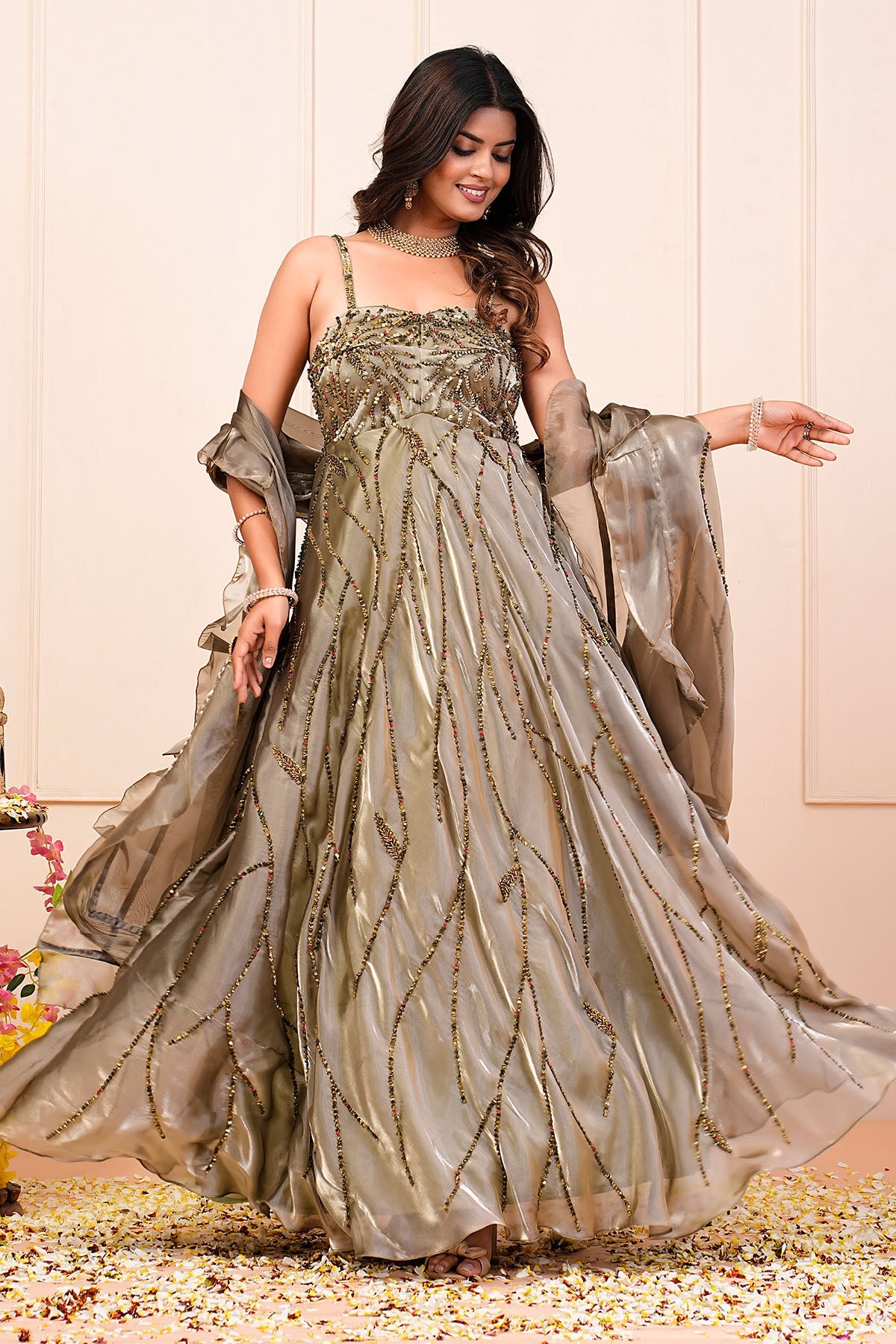 Buy Green Sleeveless Anarkali Set by Namita Sharma for women online at ScrollnShops