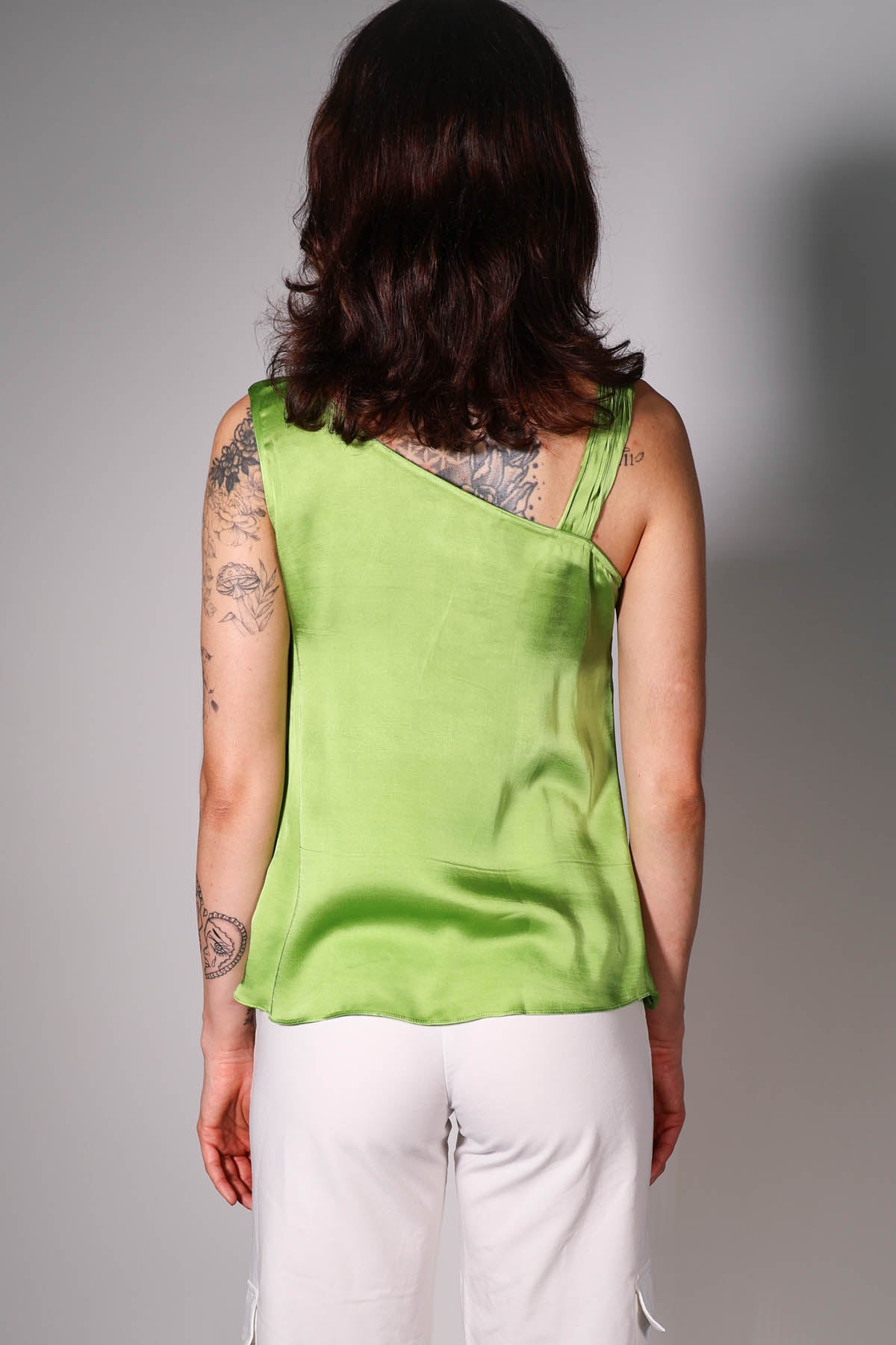 Green Sleeveless Draped Top