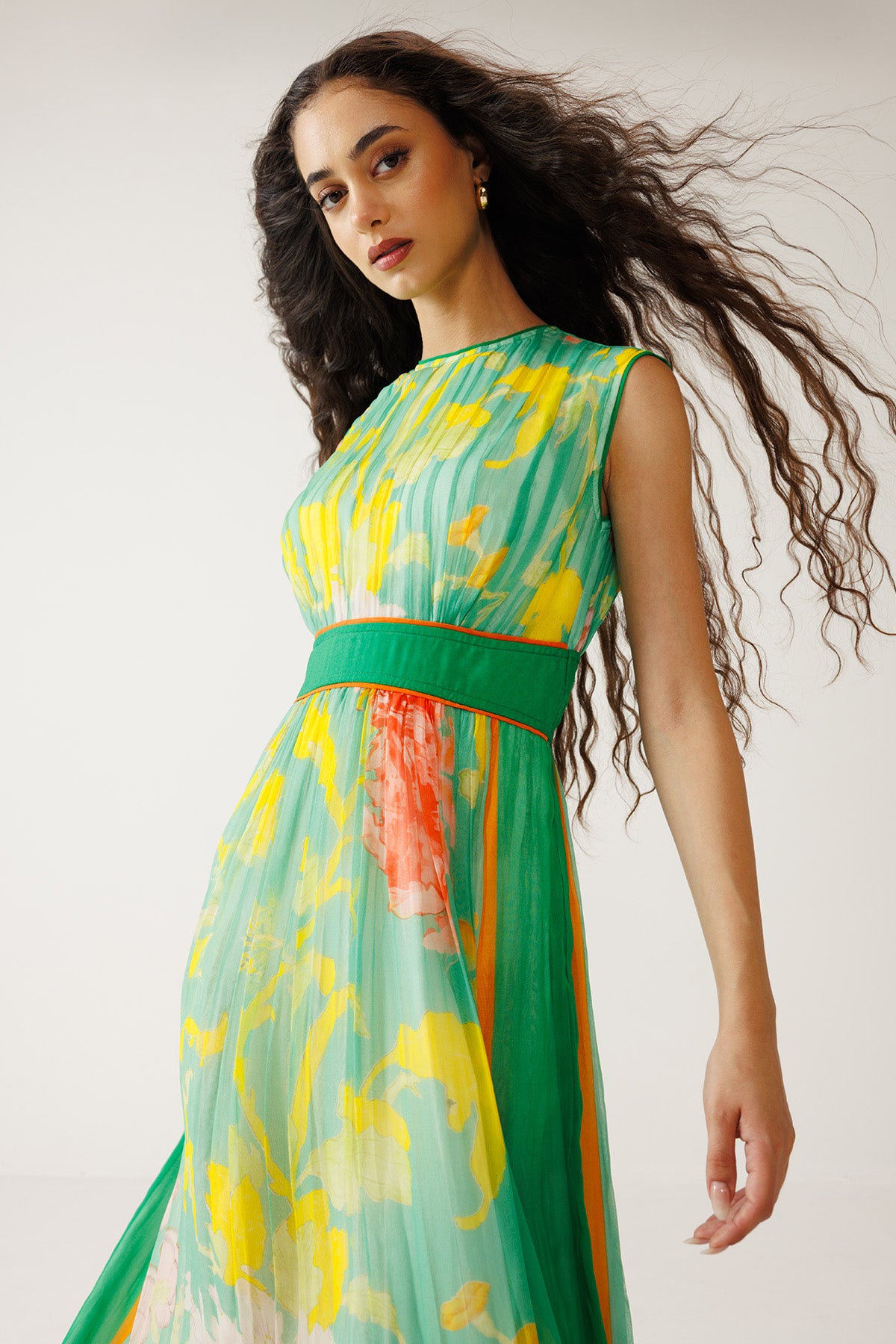 Green Soft Floral Printed Dress