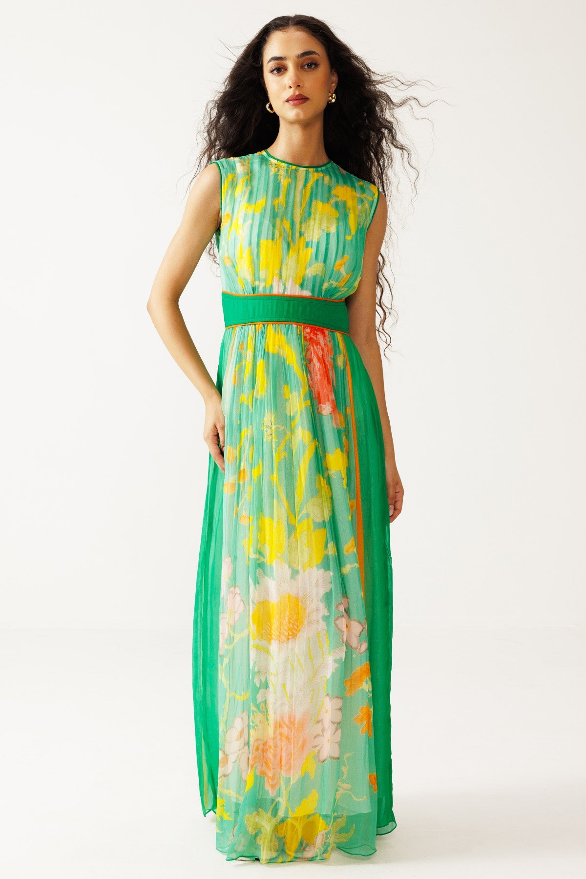 Buy Green Soft Floral Printed Dress for women by Reena Sharma online available at scrollnshops