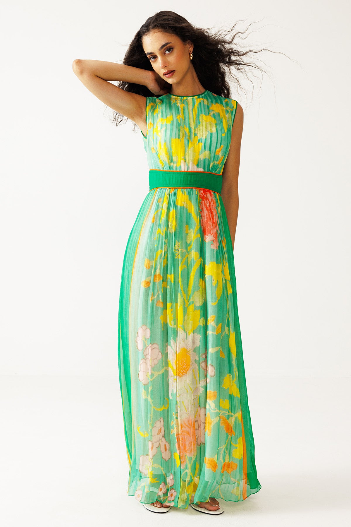 Green Soft Floral Printed Dress