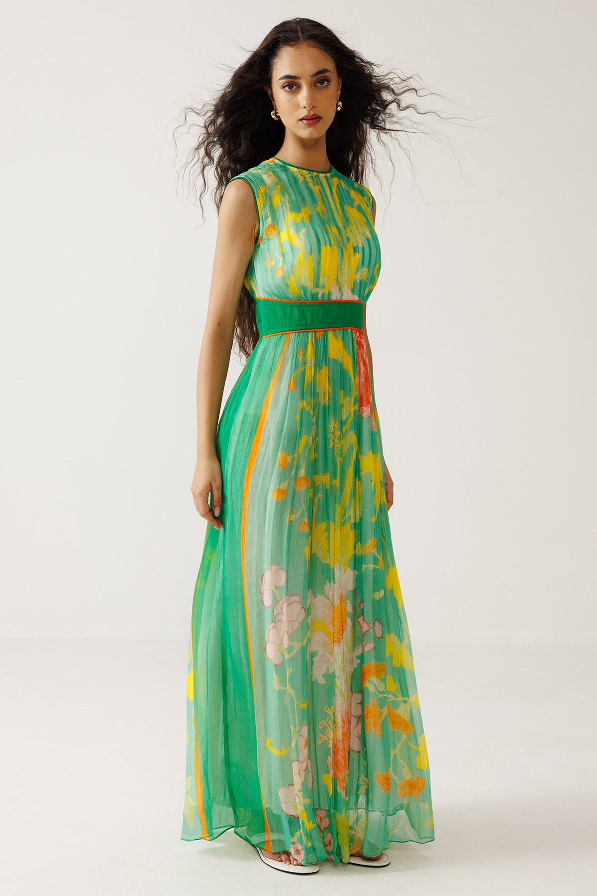 Green Soft Floral Printed Dress