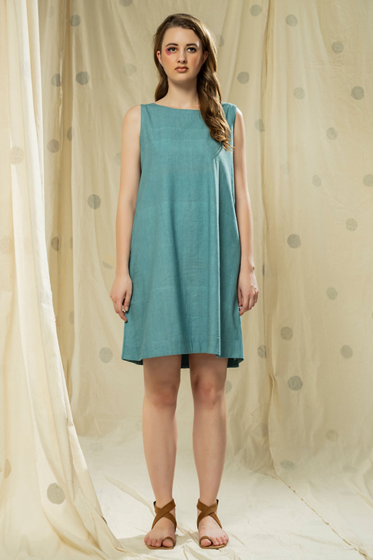 Buy Thread Game Green Soft Khadi Mini Dress For Women online at ScrollnShops