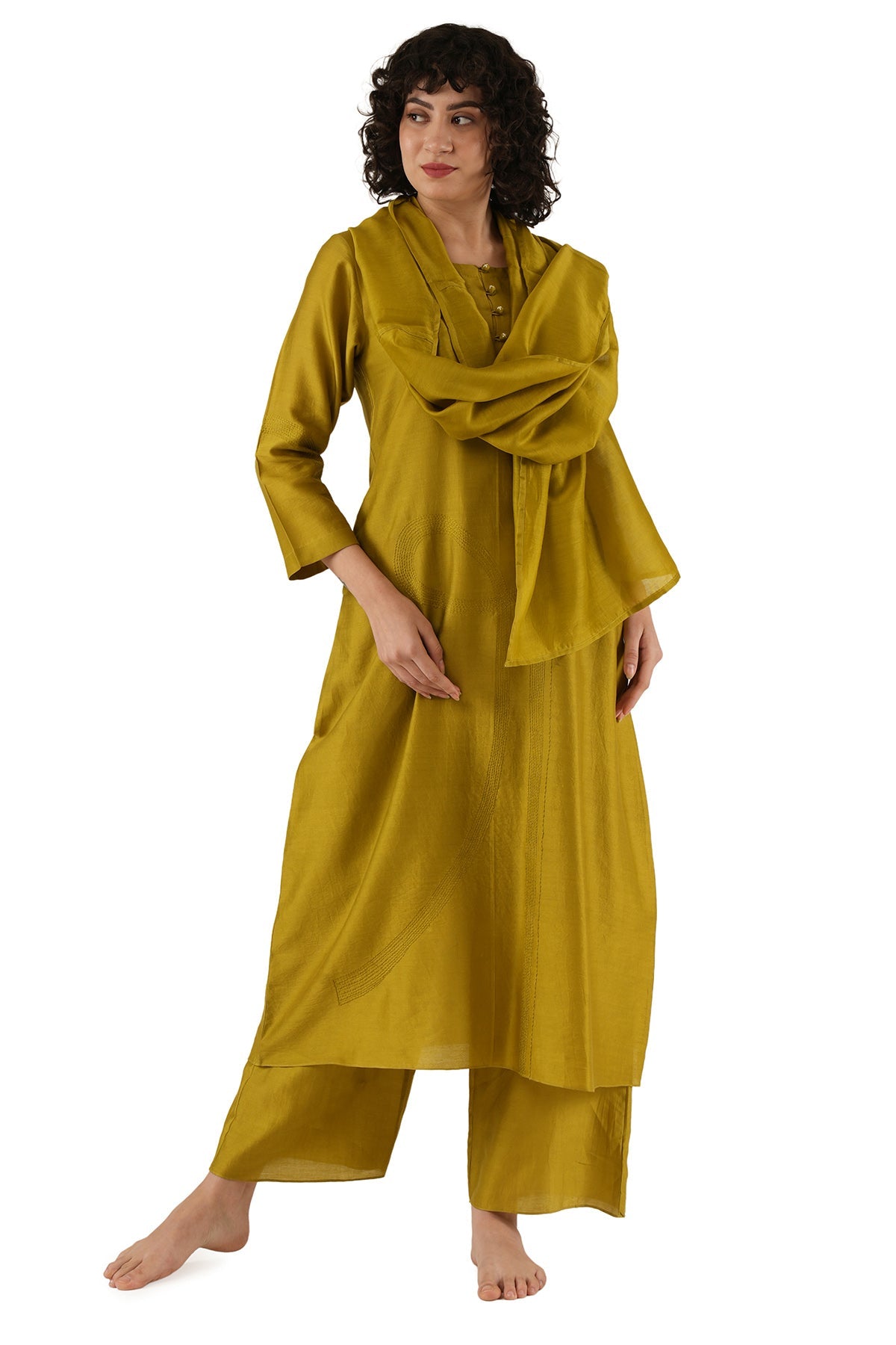 Buy Green Solid Straight Kurta Set for women by Khat Clothing online available at scrollnshops