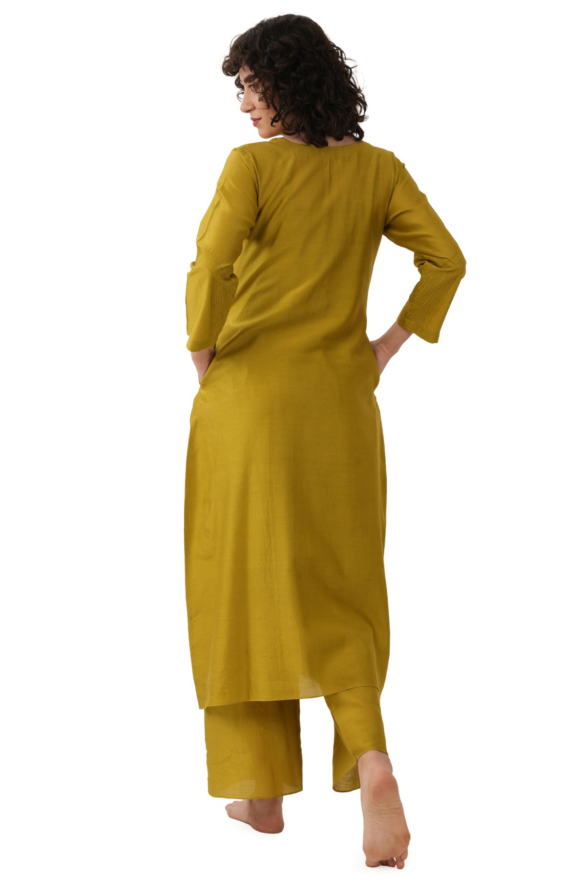 Green Solid Straight Kurta Set