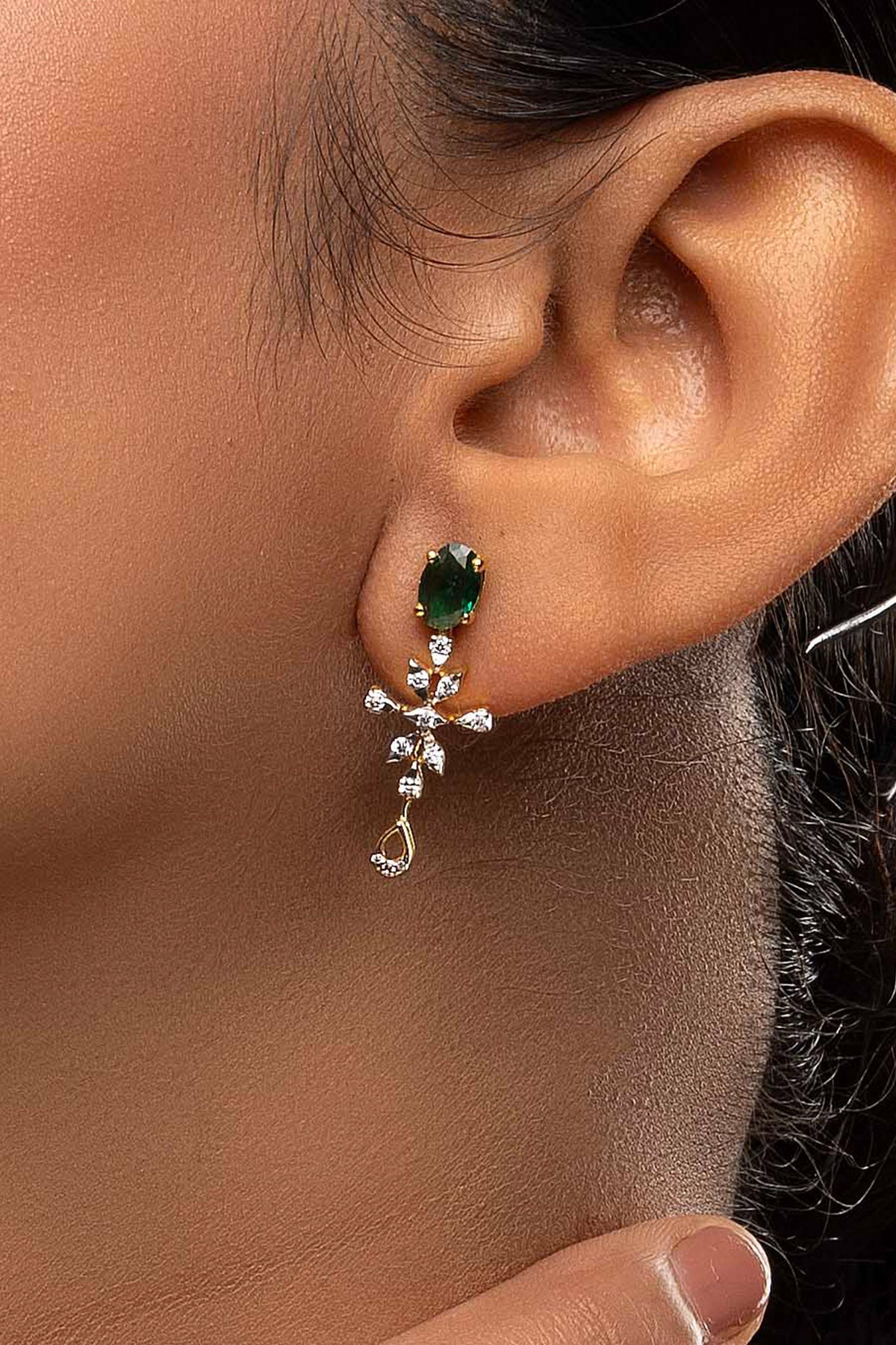 Buy Green Star Drop Stud Earrings for women by Sica online available at scrollnshops