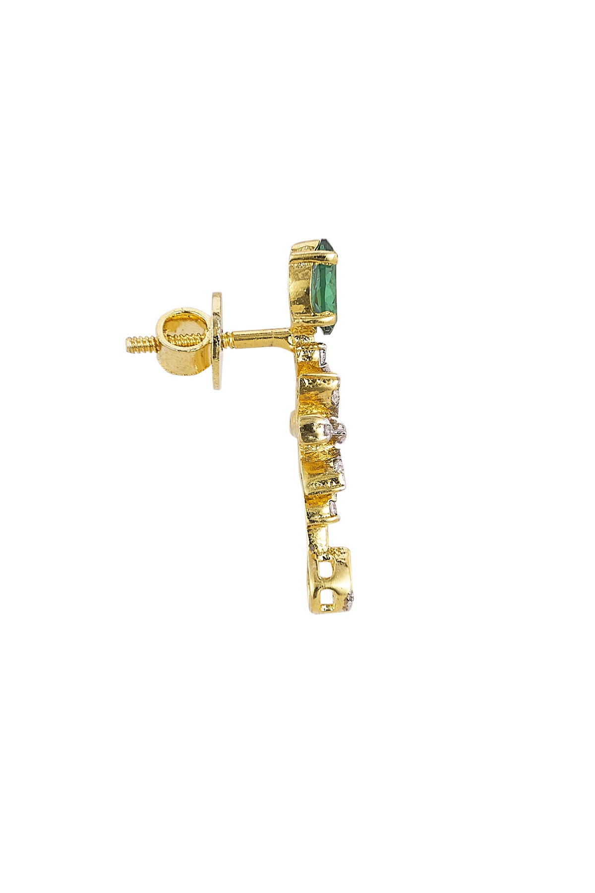 Green Star Drop Stud Earrings