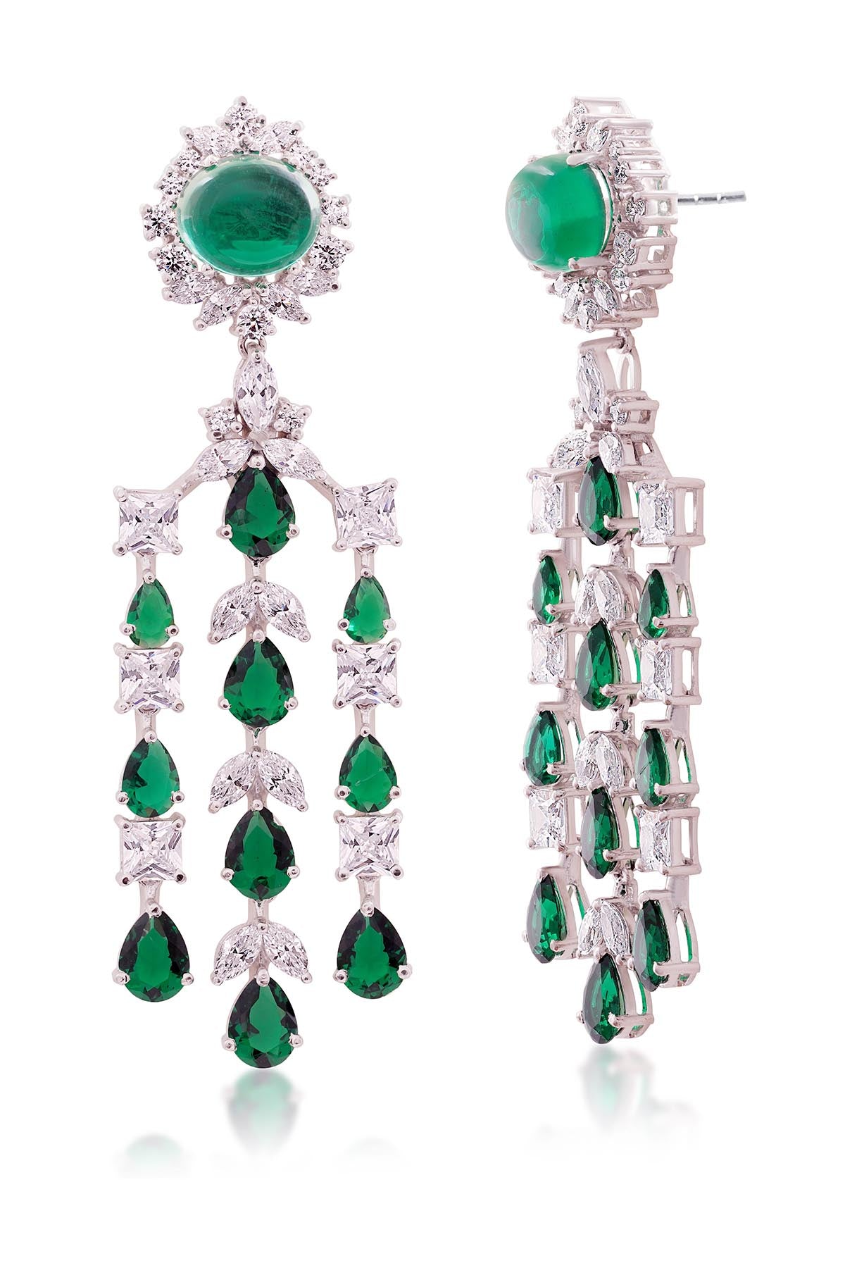 Buy Green Stone Embellished Danglers by Prata for women online at ScrollnShops