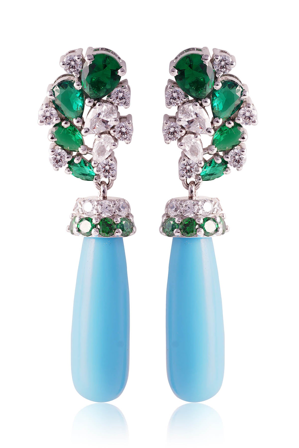 Embellished Green Stone Earrings