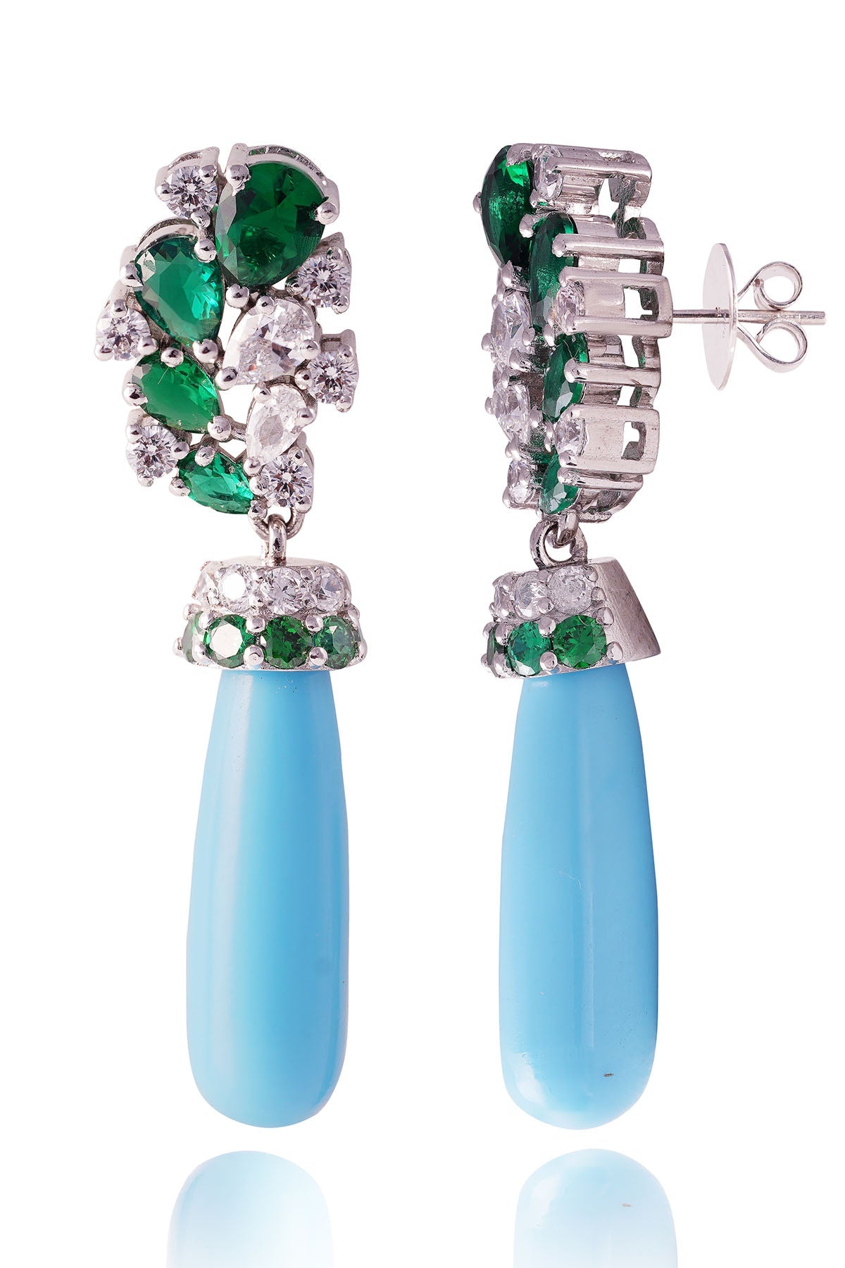 Buy Embellished Green Stone Earrings by Prata for women online at ScrollnShops