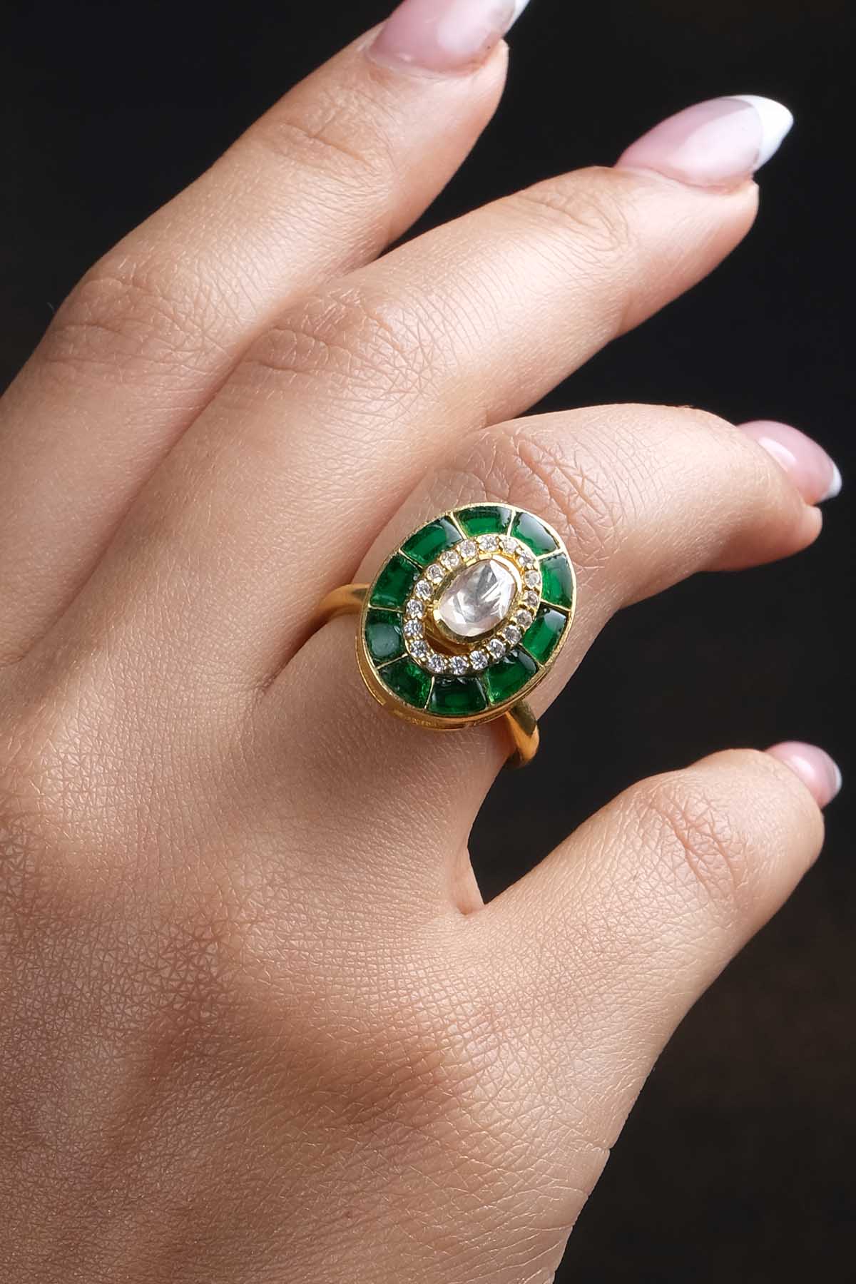 Green Stone Embellished Ring