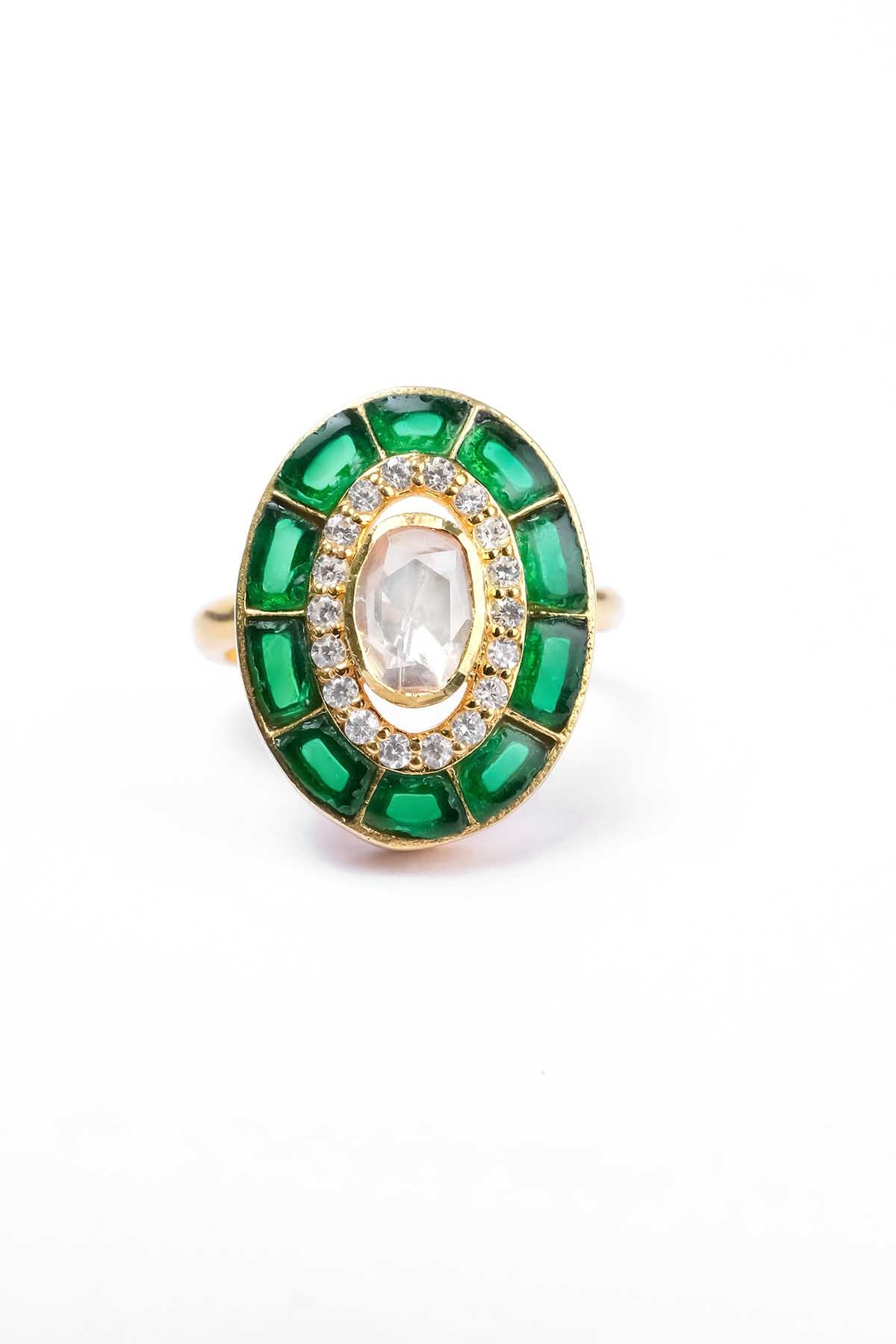 Green Stone Embellished Ring