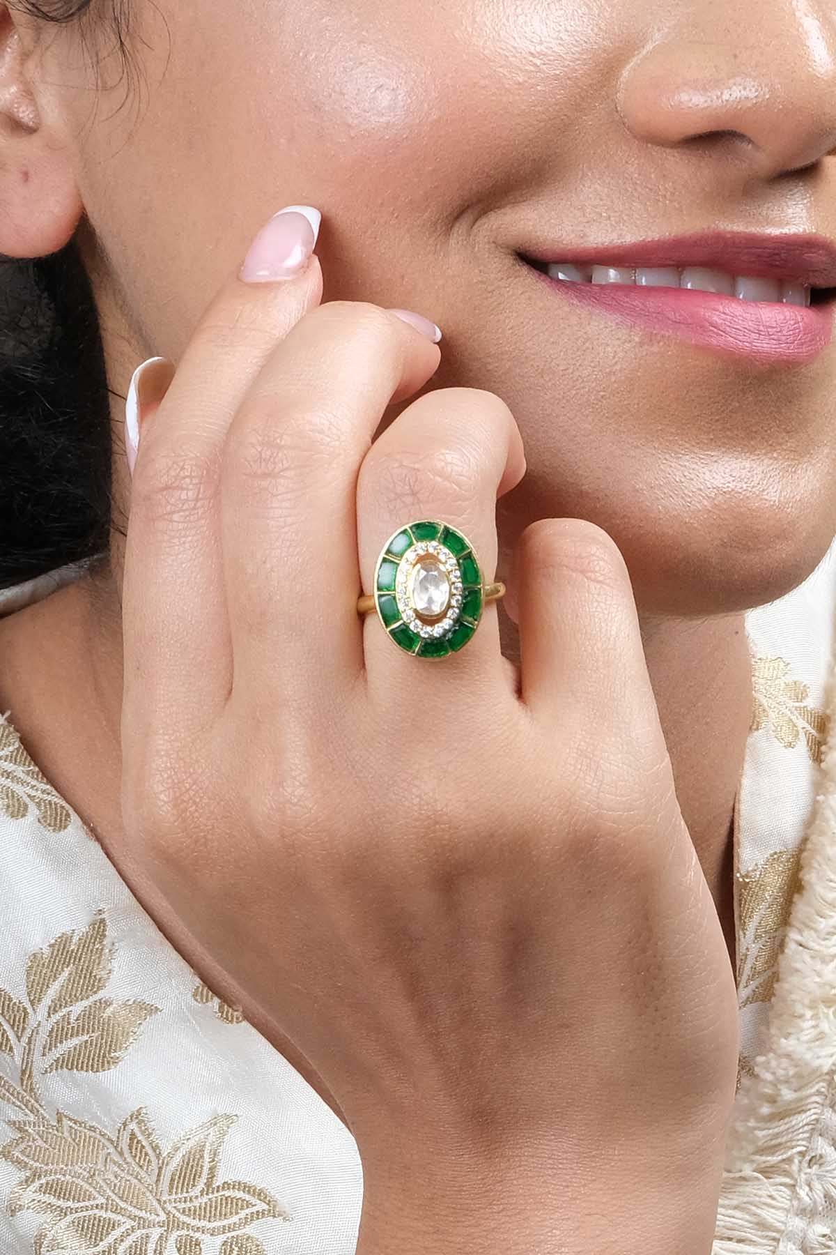 Green Stone Embellished Ring