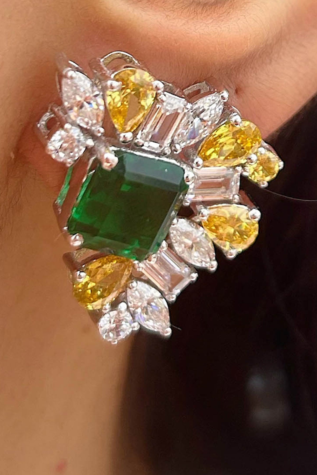 Green Stone Embellished Studs