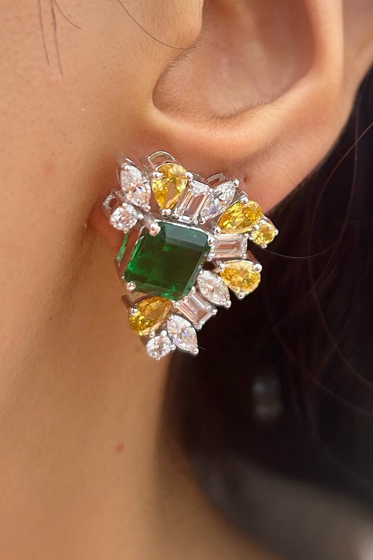 Buy Green Stone Embellished Studs by Prata for women online at ScrollnShops