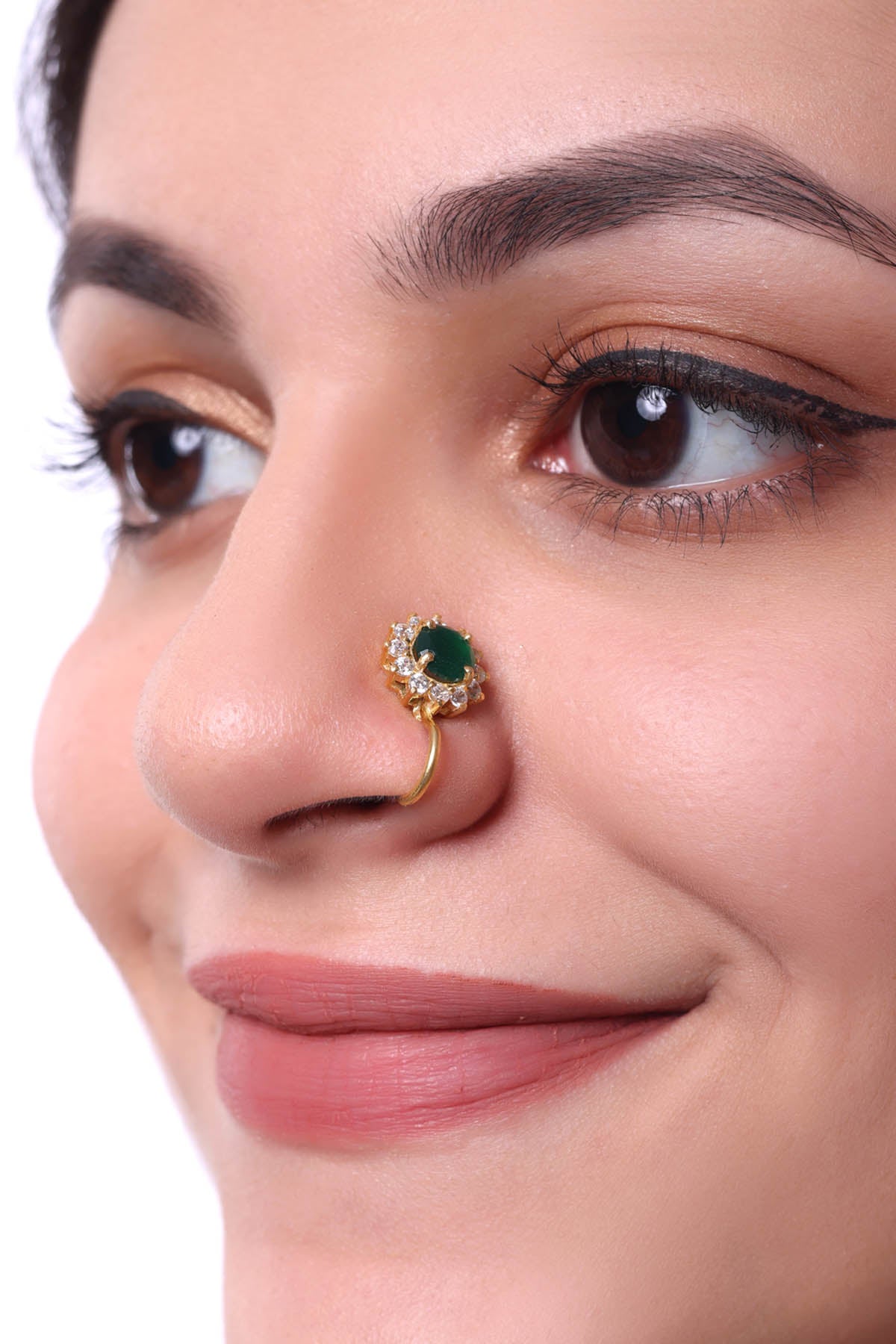Green Stone Nose Ring - Main Image
