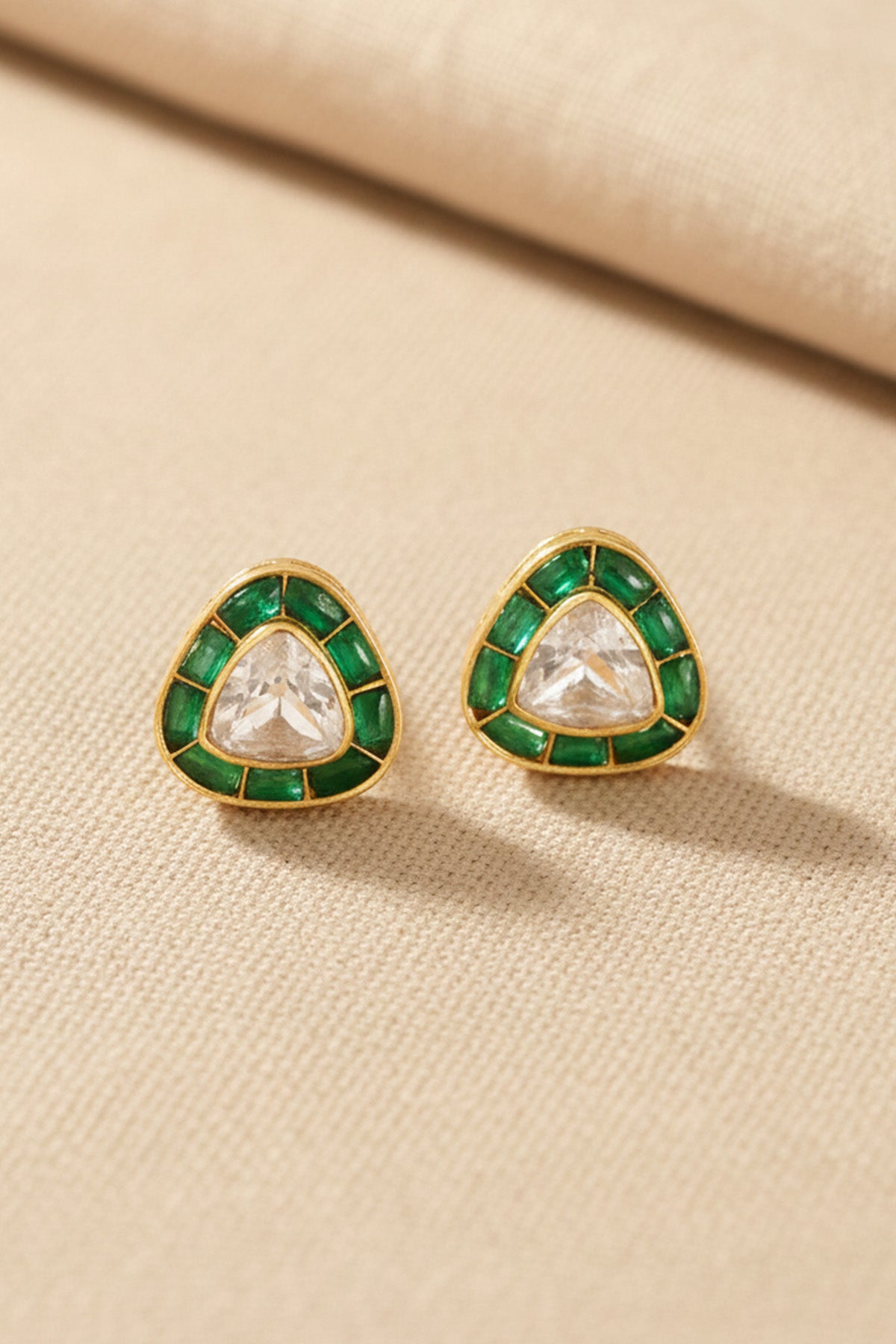 Green Stud 925 Silver Earring
