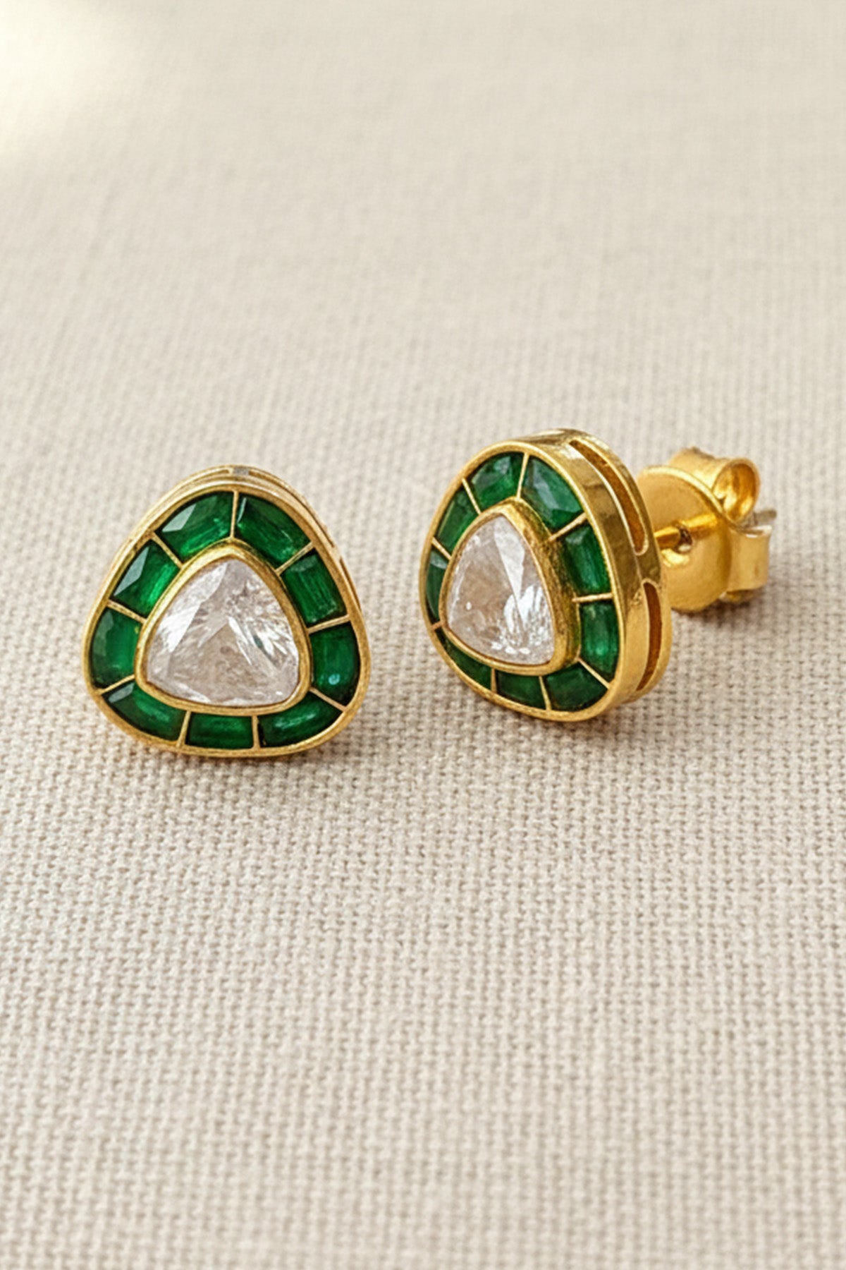 Green Stud 925 Silver Earring