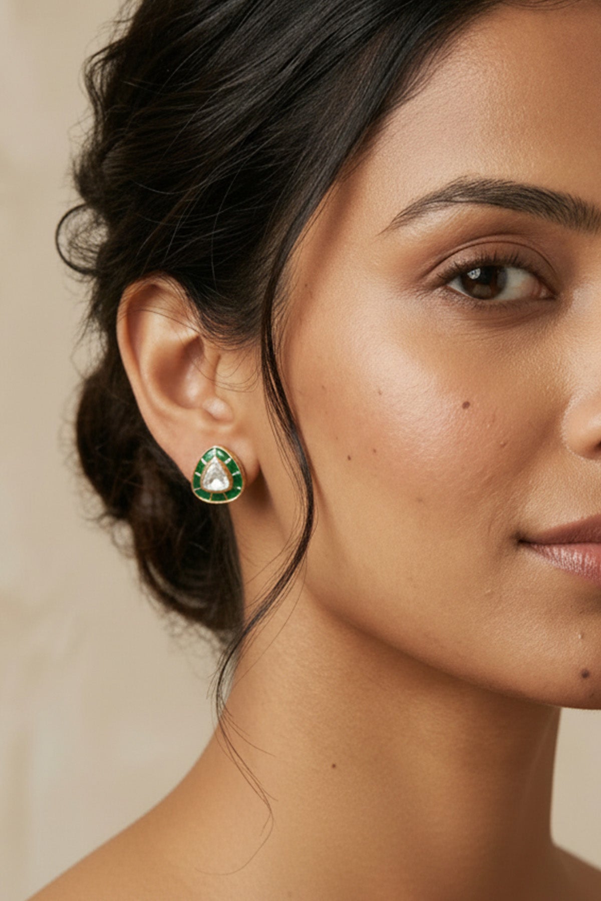Buy Green Stud 925 Silver Earring for women by Sica online available at scrollnshops