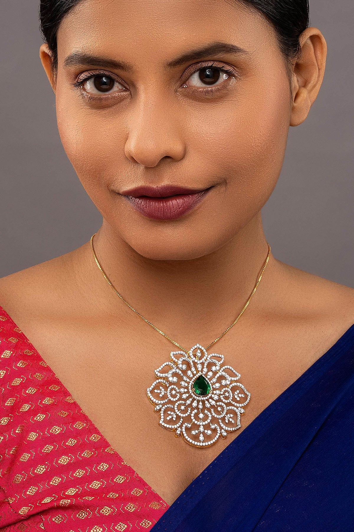 Buy Green Surya Pendant And Chain for women by Sica online available at scrollnshops
