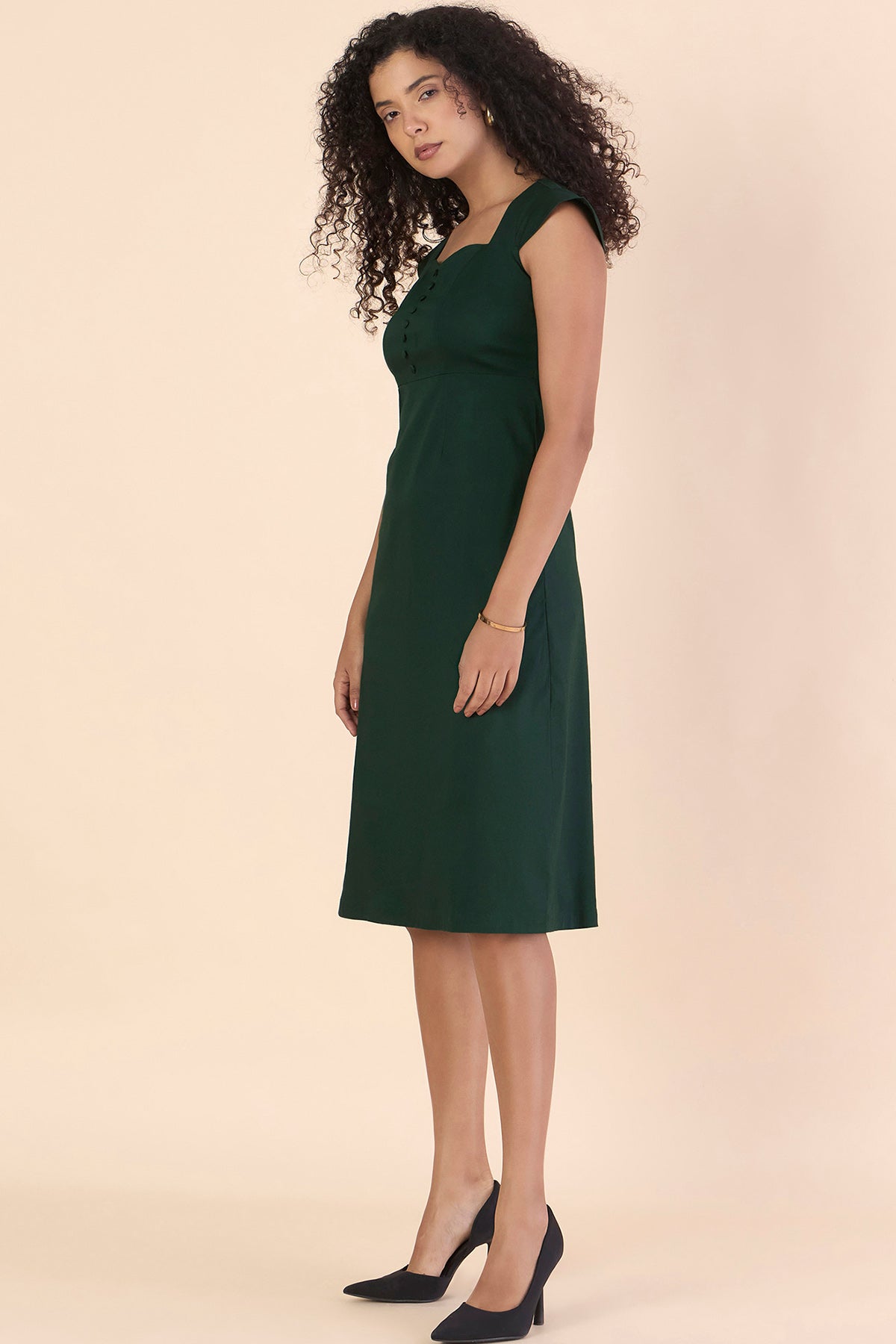 Green Sweetheart Neck Dress
