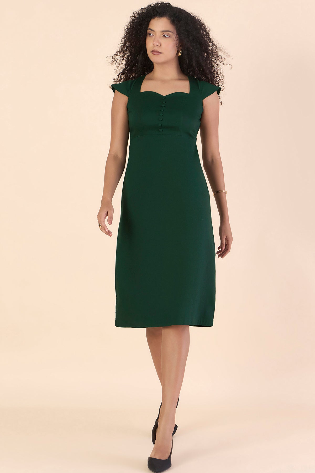 Buy Green Sweetheart Neck Dress for Women at ScrollnShops Buy Green Sweetheart Neck Dress for Women at ScrollnShops