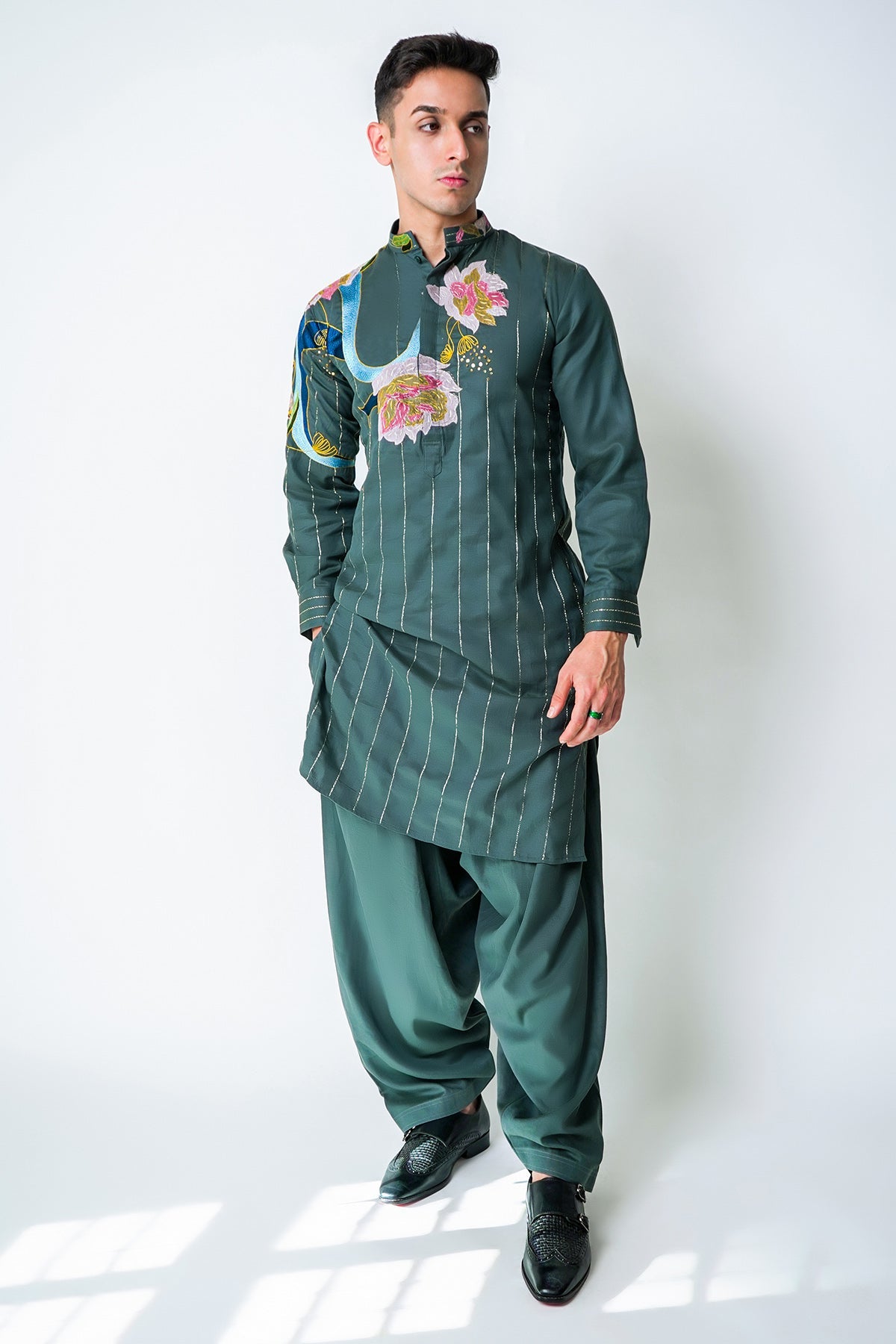 Buy Green Tencel Kurta And Pants for men by House of Sheriff online available at scrollnshops